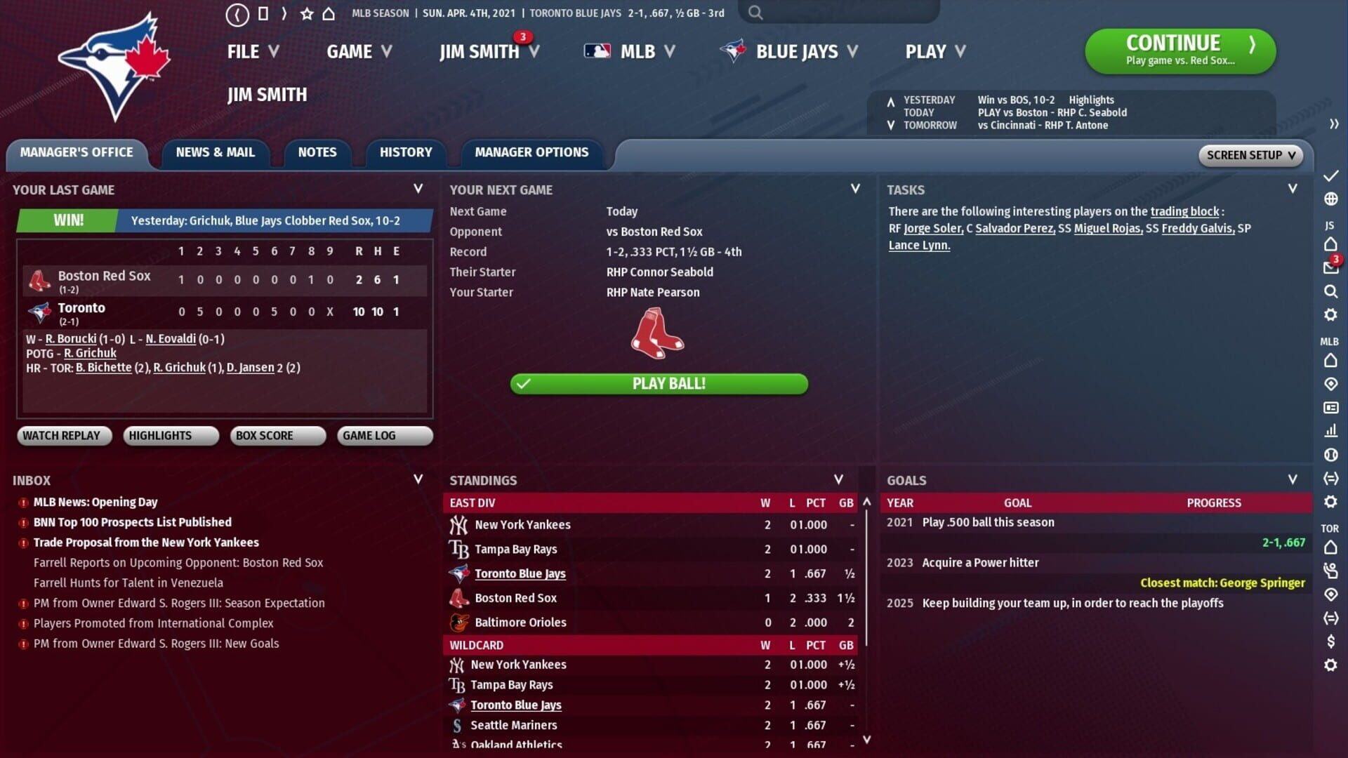 Screenshot for Out of the Park Baseball 22