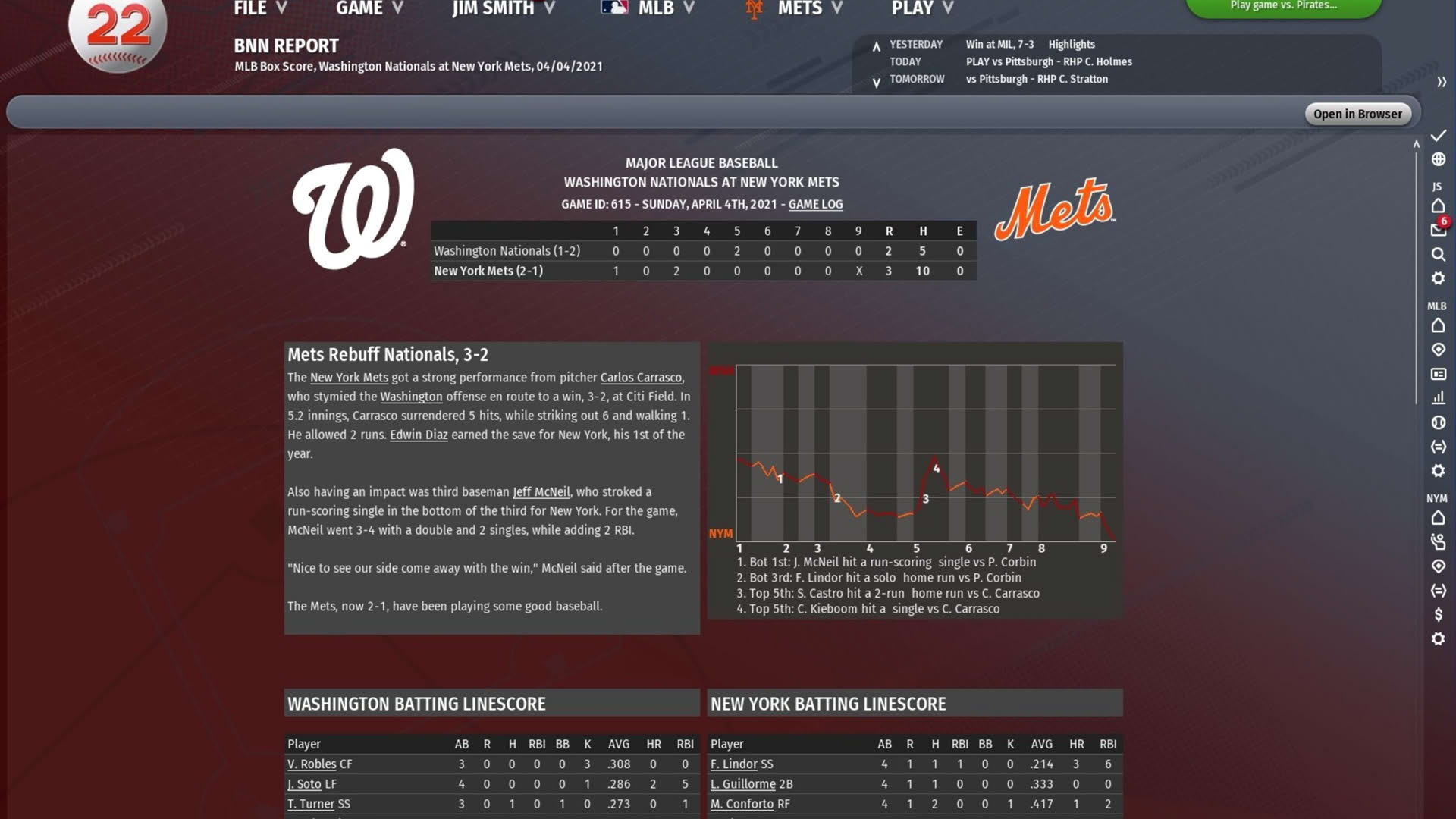Screenshot for Out of the Park Baseball 22