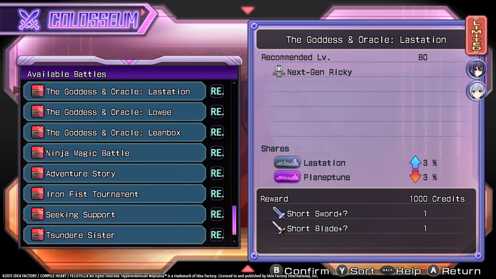 Screenshot for Hyperdimension Neptunia Re;Birth1: Colosseum + Characters DLC