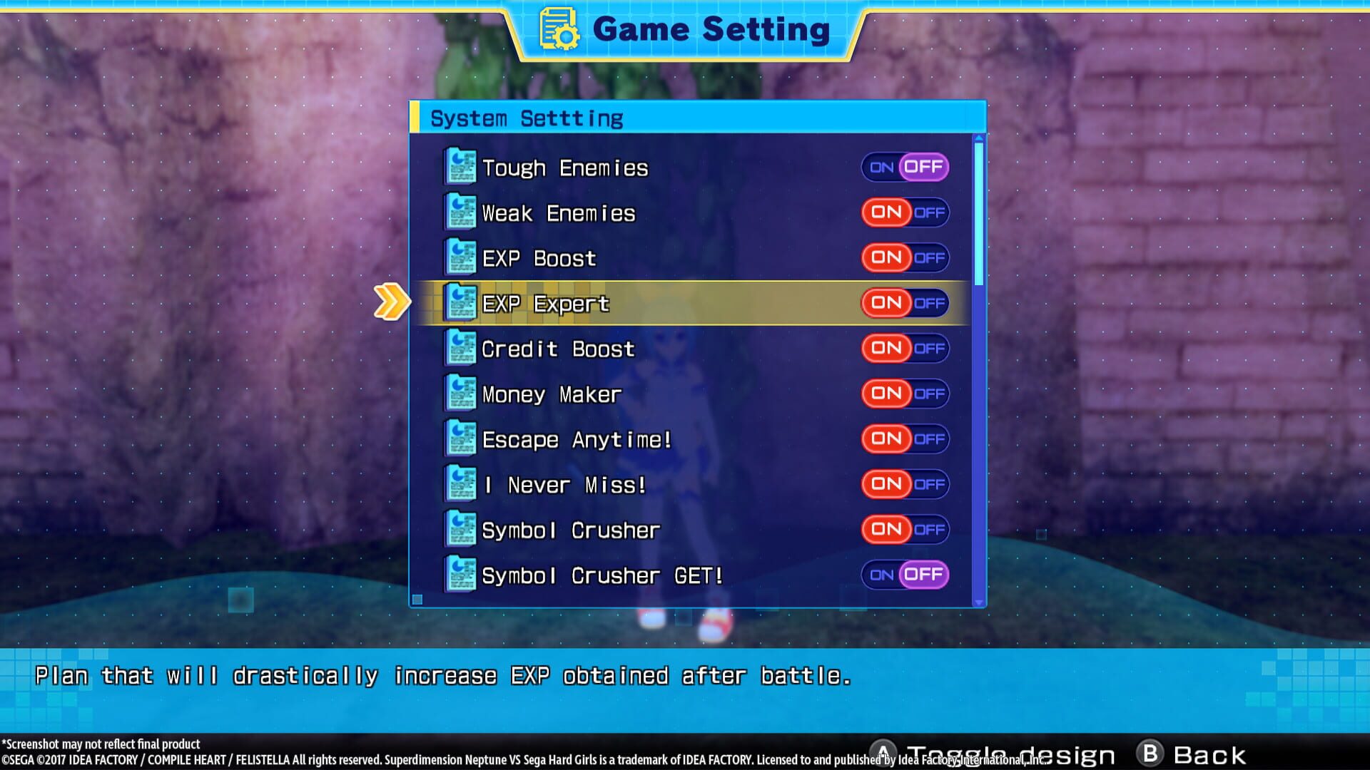 Screenshot for Superdimension Neptune vs. Sega Hard Girls: Exp Expert