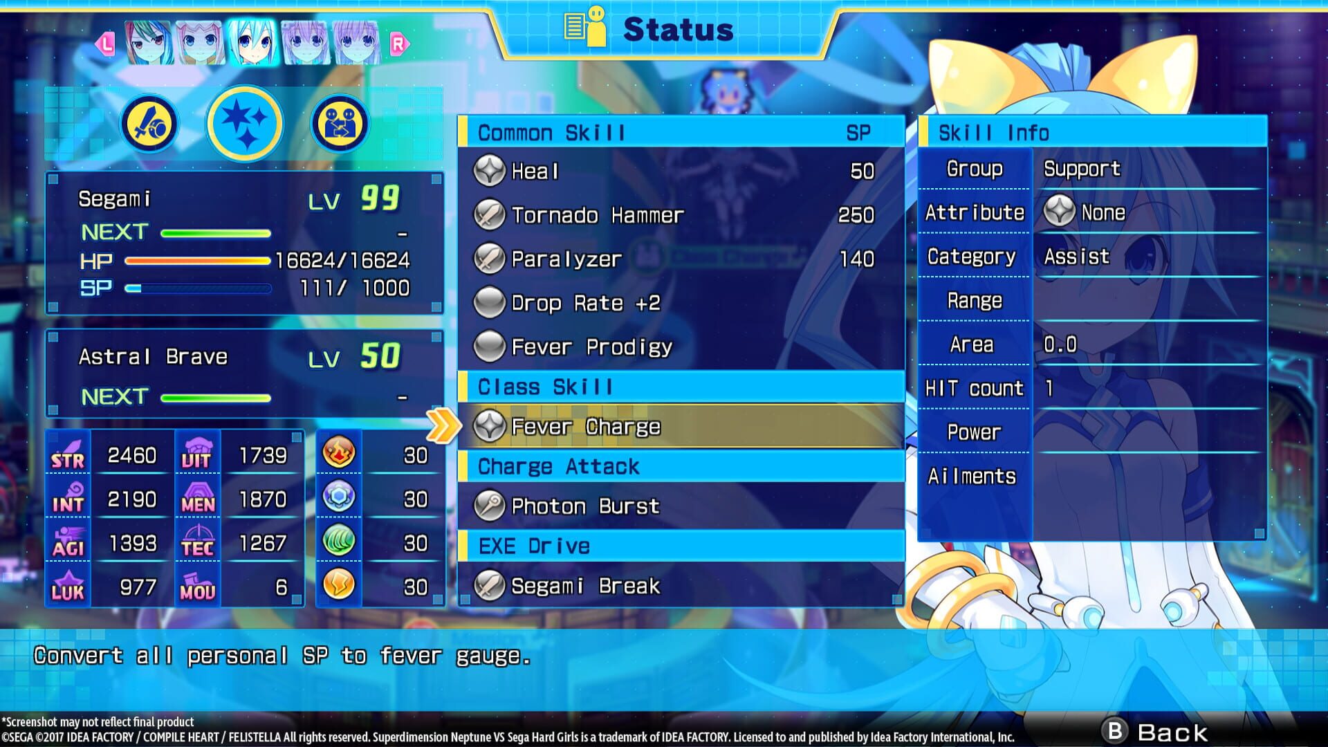 Screenshot for Superdimension Neptune vs. Sega Hard Girls: Segami's Astral Brave