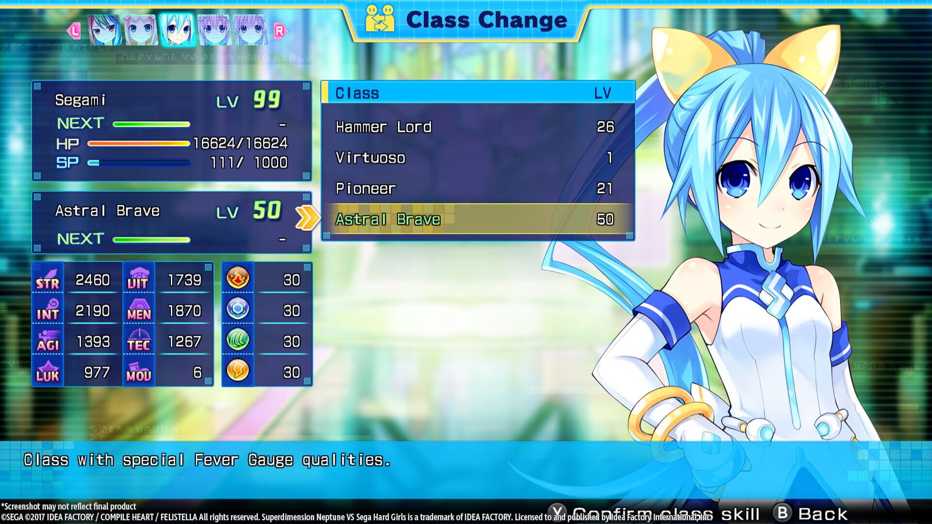Screenshot for Superdimension Neptune vs. Sega Hard Girls: Segami's Astral Brave