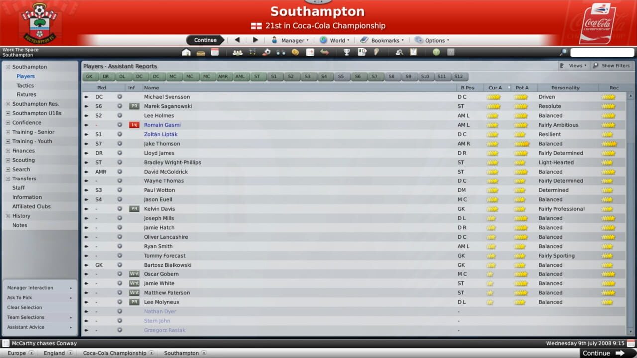 Screenshot for Football Manager 2009