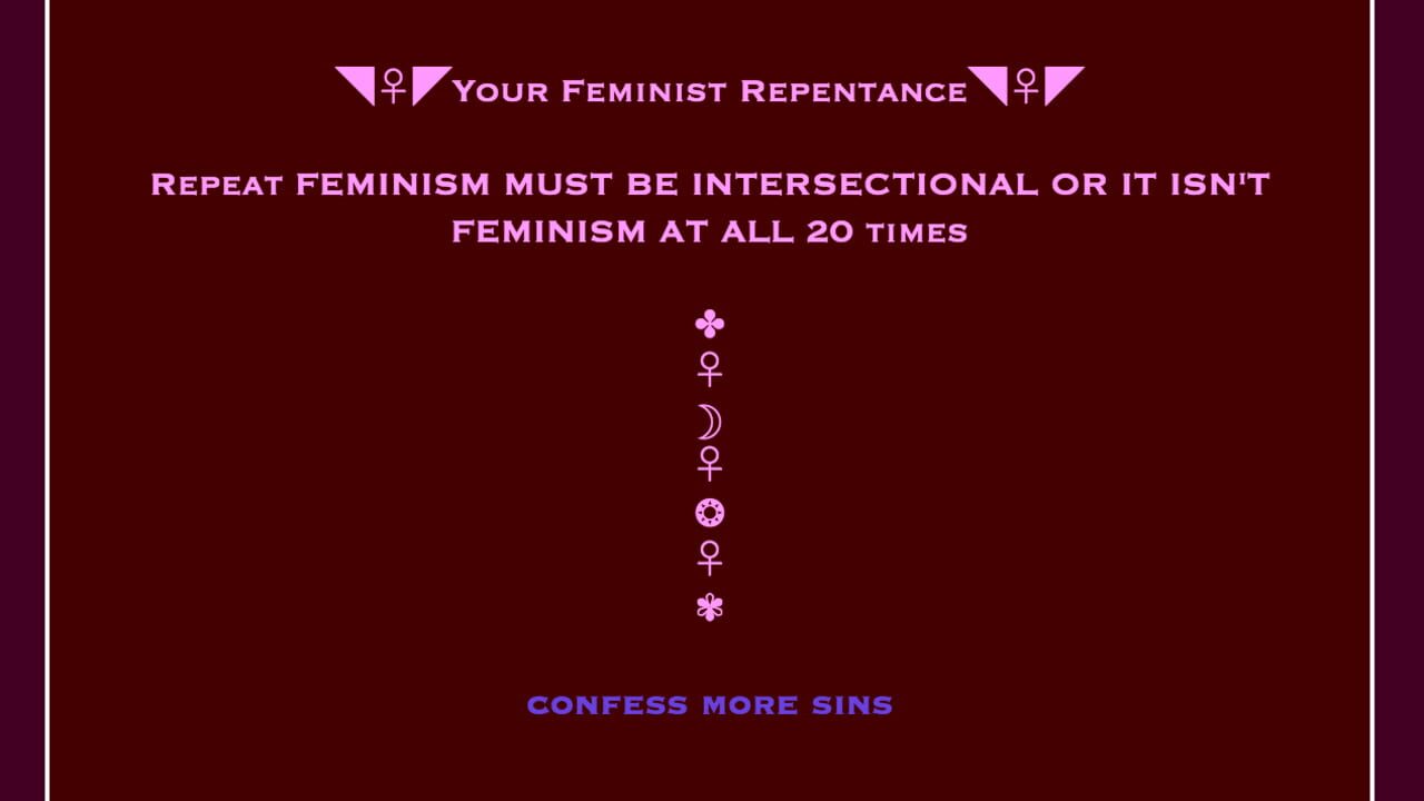 Screenshot for Feminist Confessional