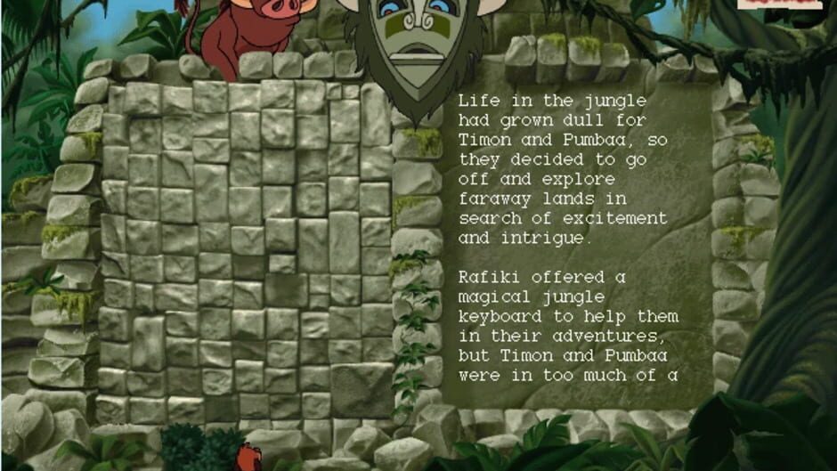 Screenshot for Disney's Adventures in Typing with Timon & Pumbaa