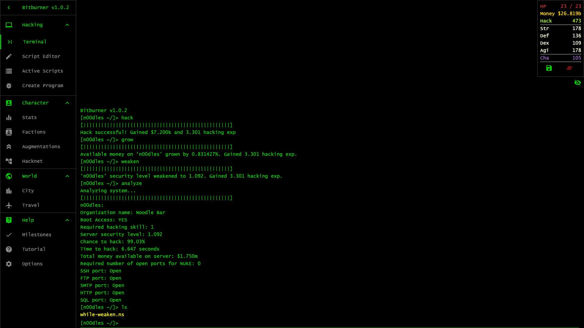 Screenshot for Bitburner