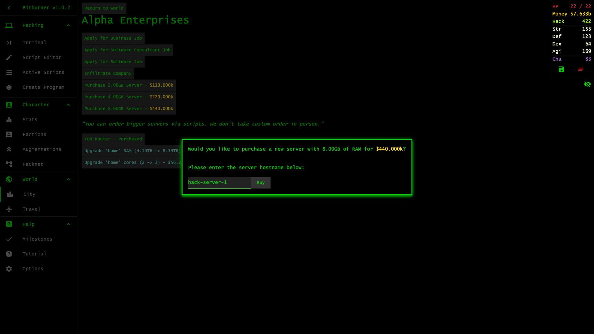 Screenshot for Bitburner