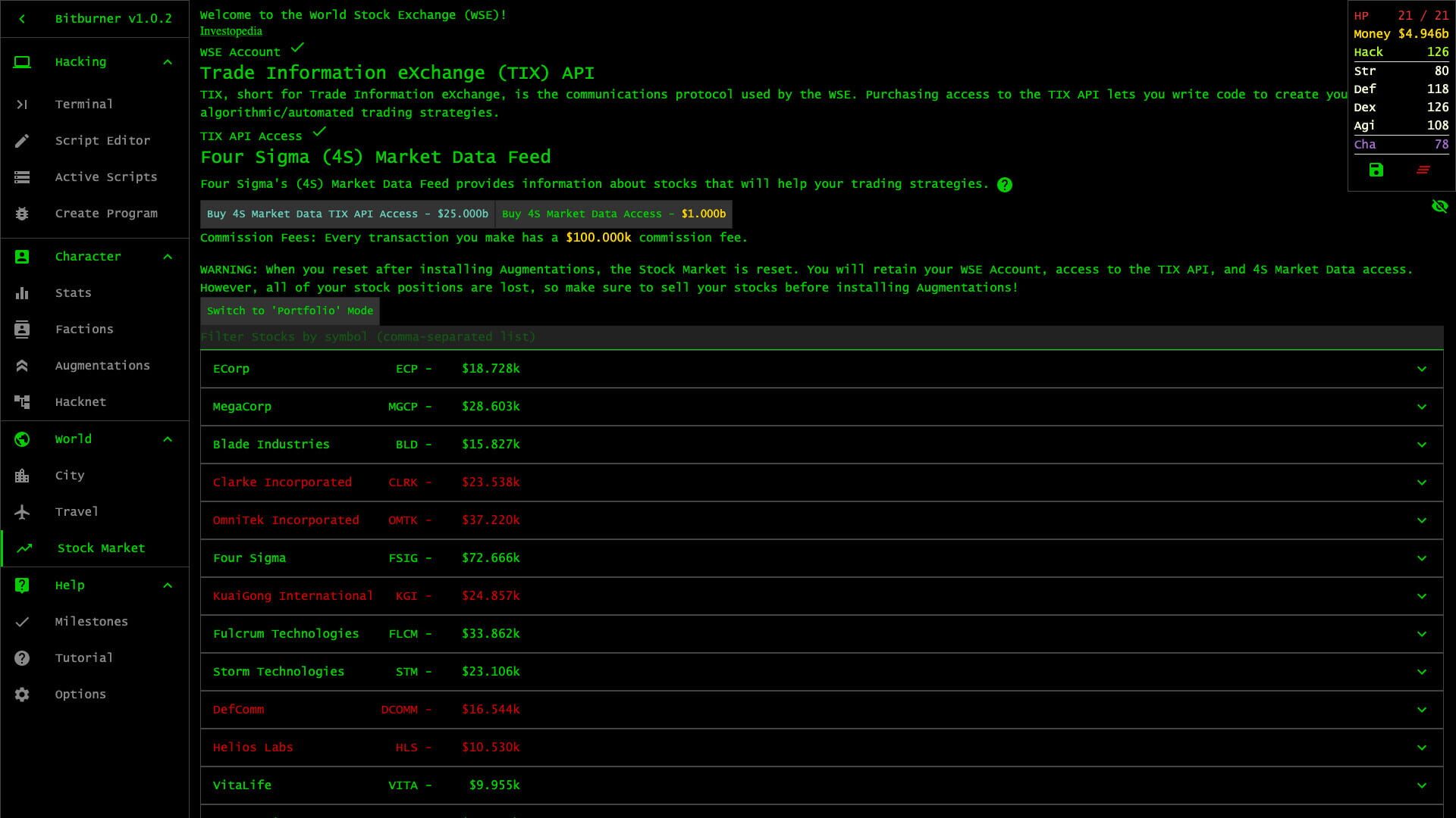 Screenshot for Bitburner