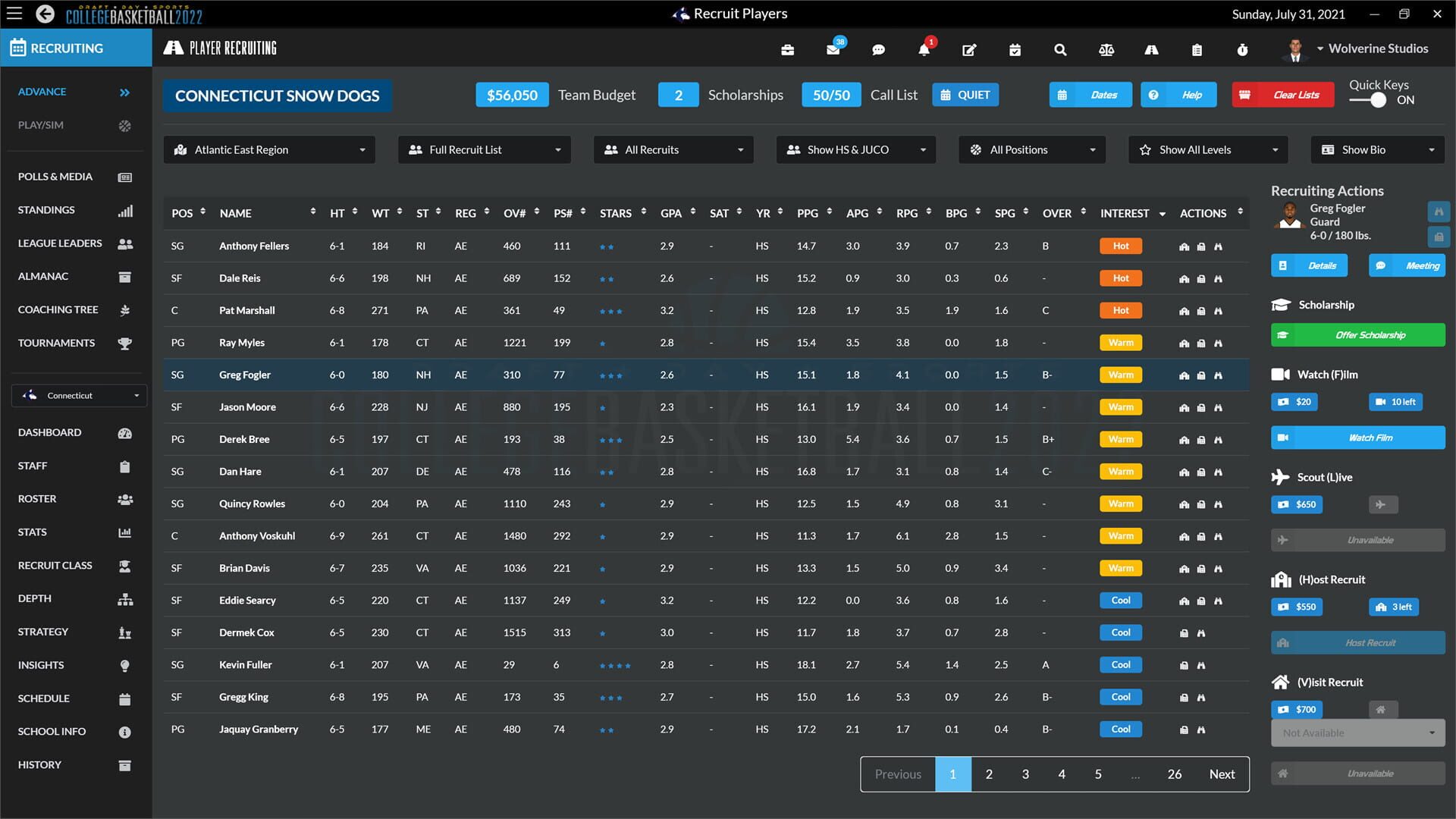 Screenshot for Draft Day Sports: College Basketball 2022