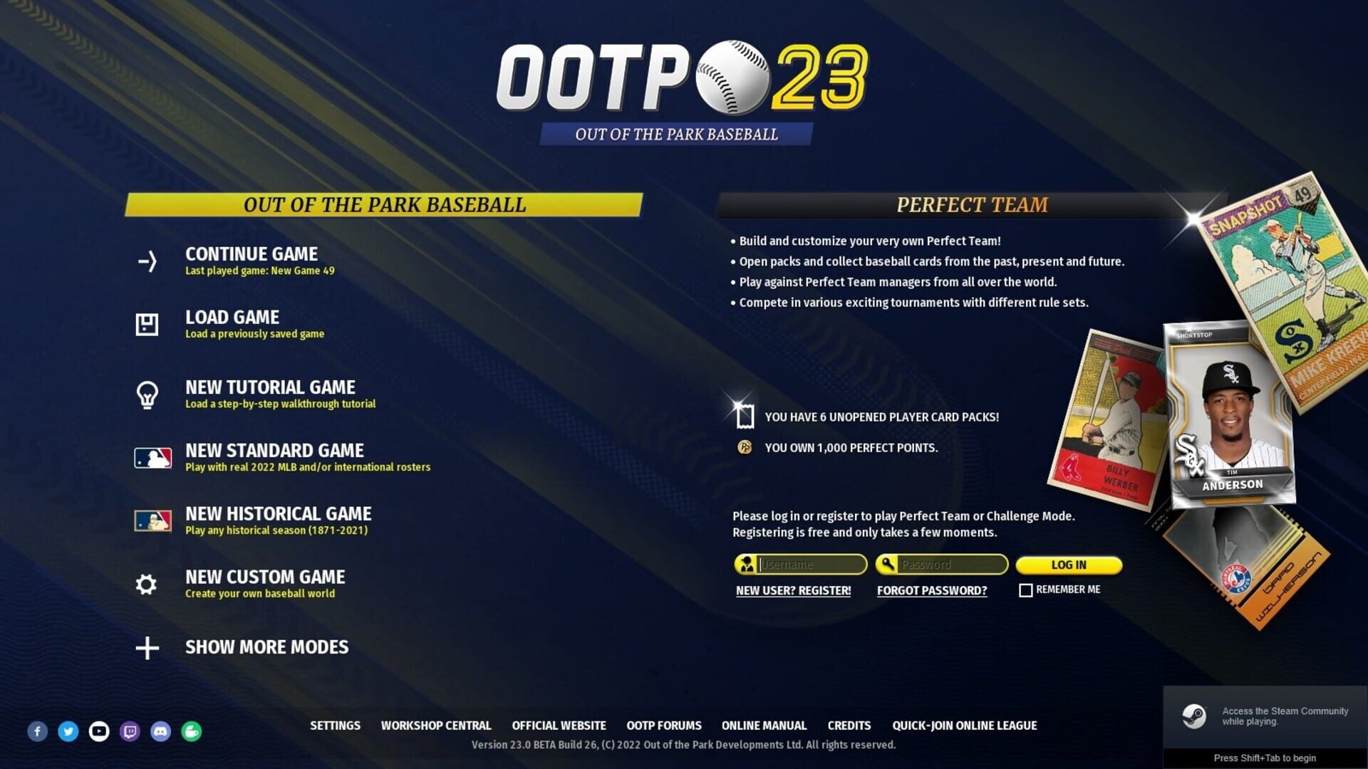 Screenshot for Out of the Park Baseball 23