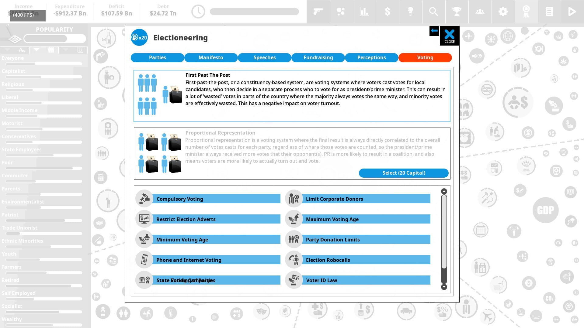 Screenshot for Democracy 4: Voting Systems