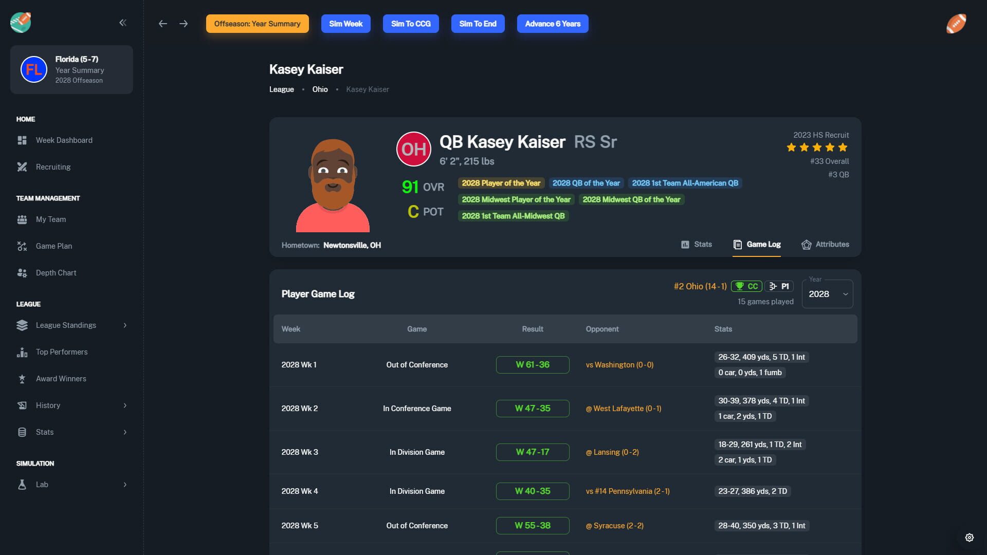 Screenshot for Football Coach: College Dynasty