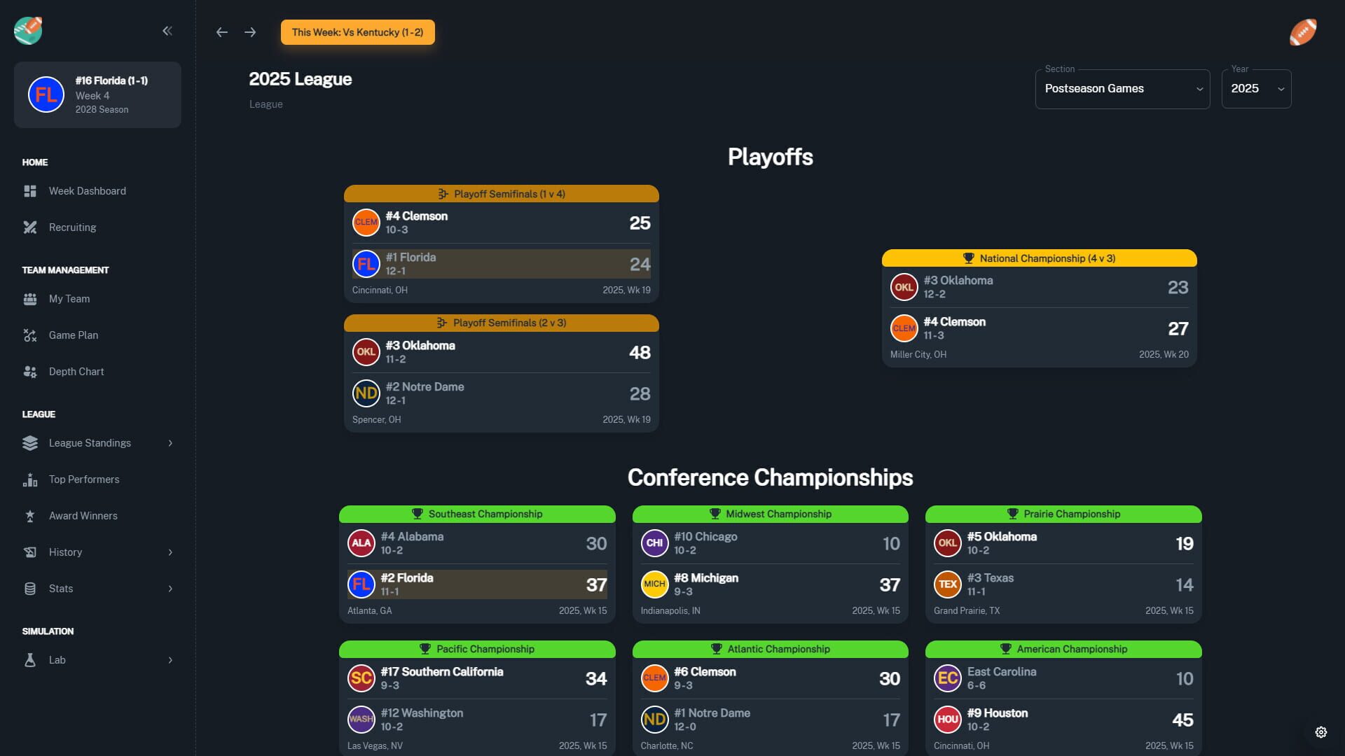 Screenshot for Football Coach: College Dynasty
