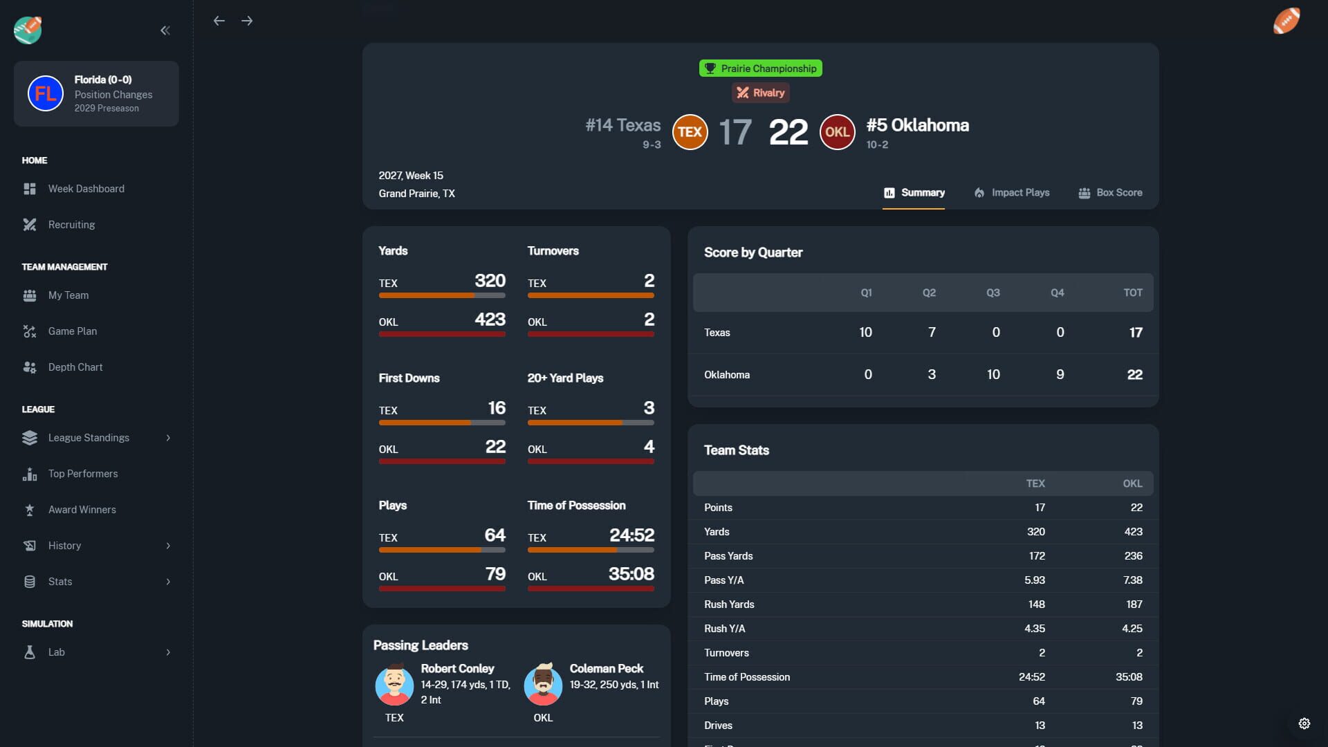 Screenshot for Football Coach: College Dynasty