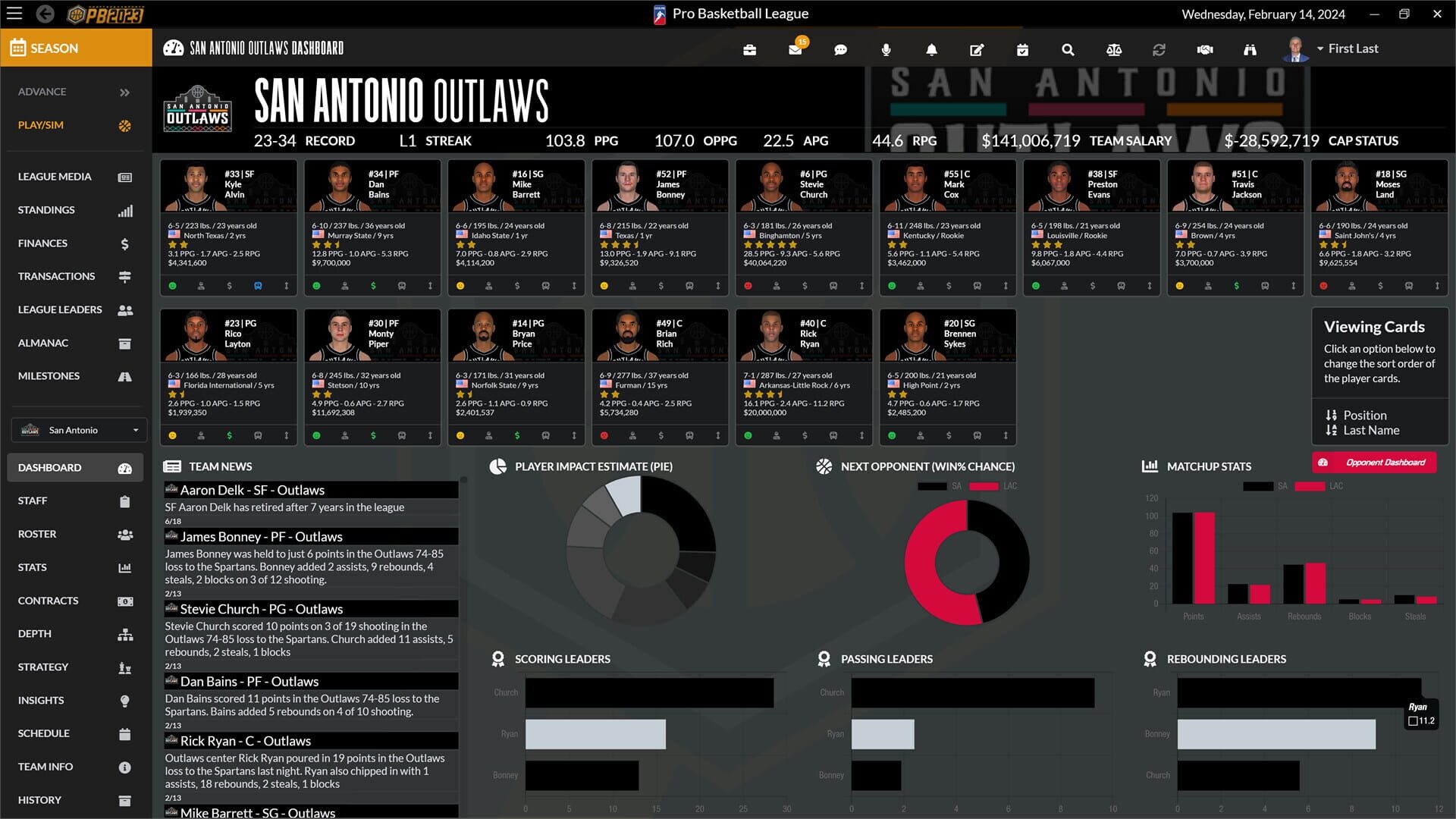 Screenshot for Draft Day Sports: Pro Basketball 2023