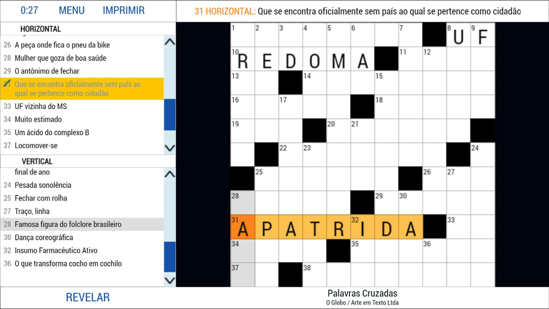Screenshot for Palavras Cruzadas: O Globo