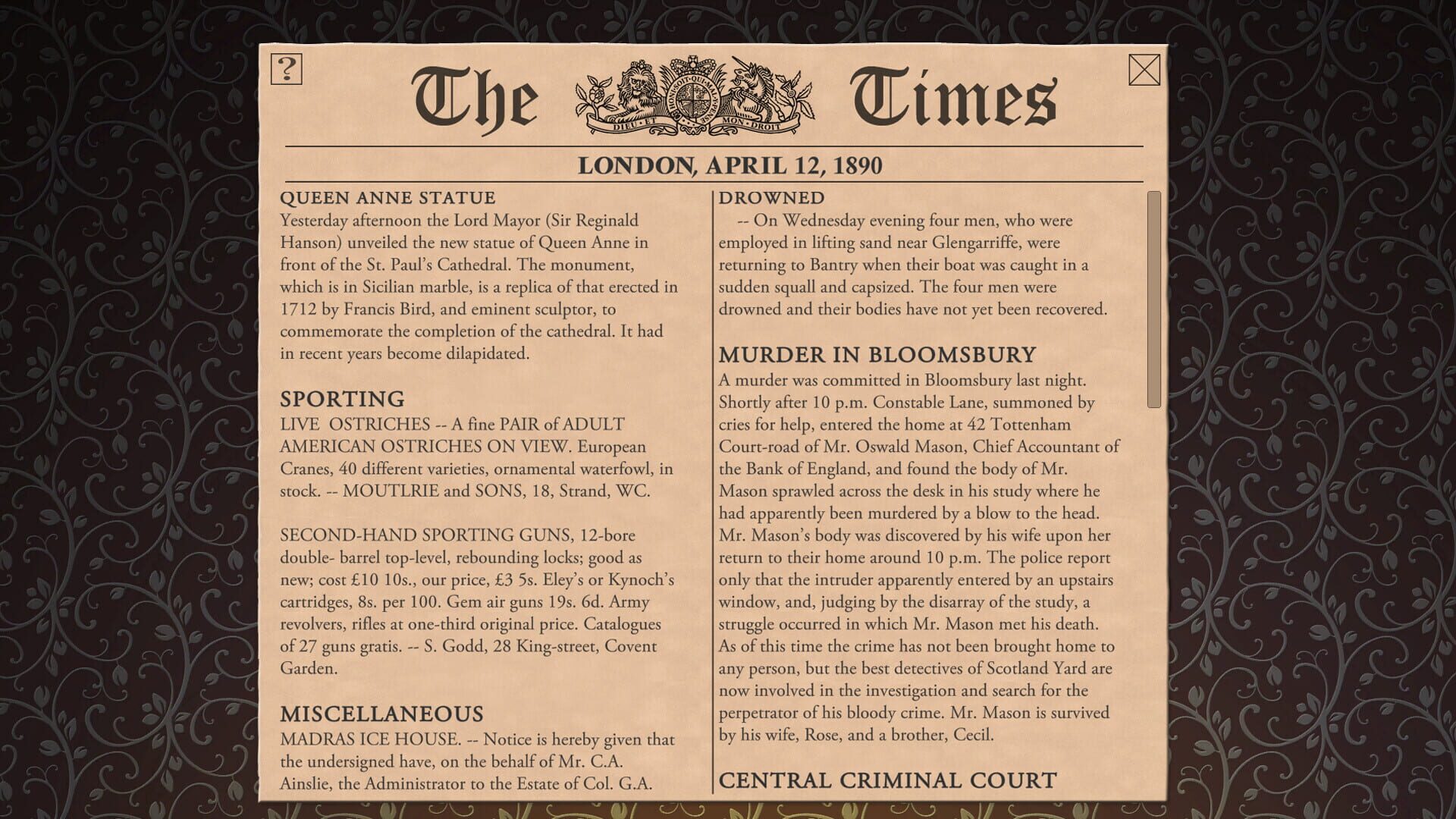 Screenshot for Sherlock Holmes Consulting Detective: The Case of Banker's Final Debt