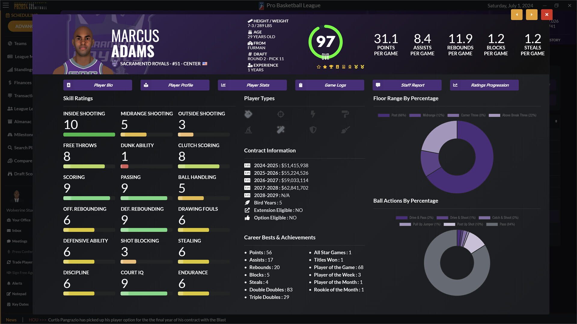 Screenshot for Draft Day Sports: Pro Basketball 2024