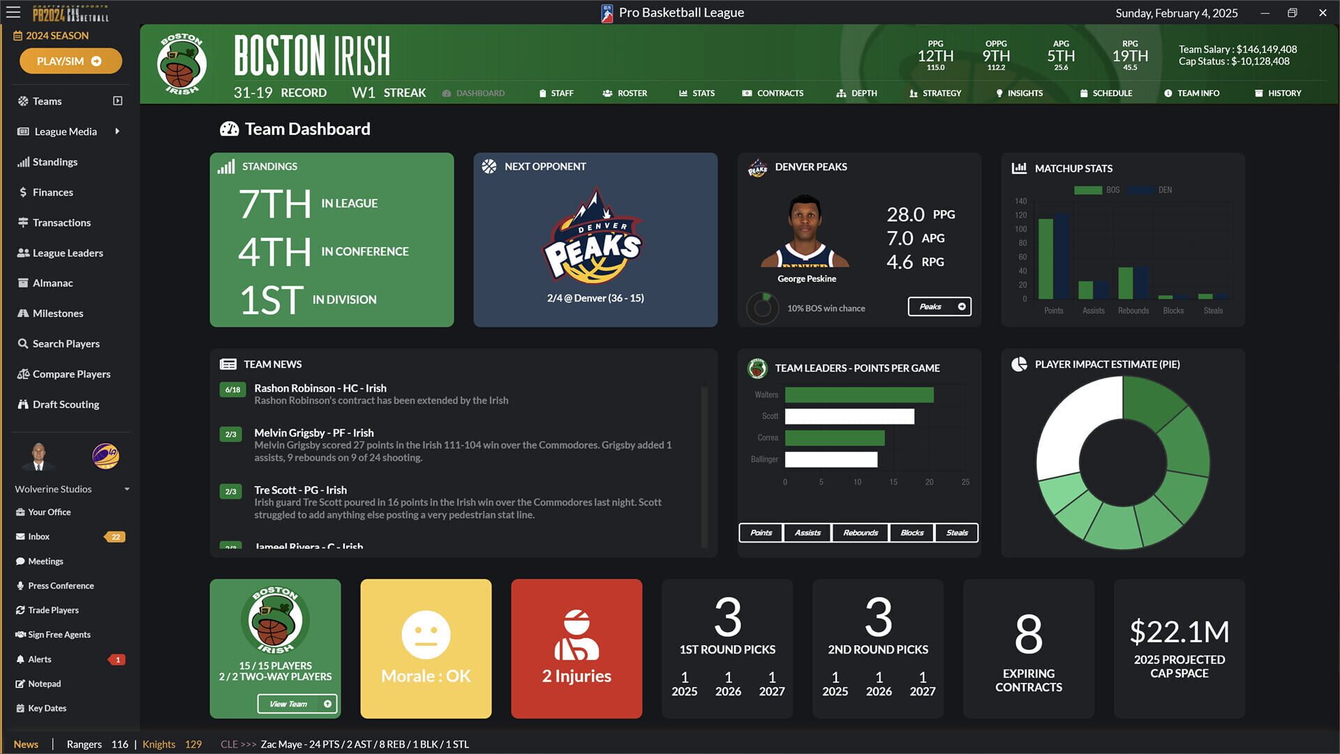 Screenshot for Draft Day Sports: Pro Basketball 2024