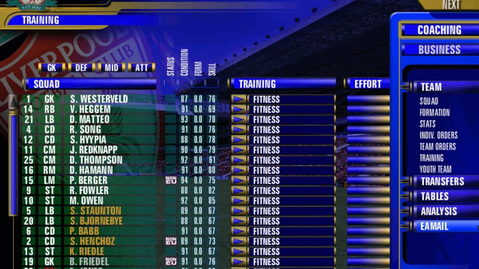 Screenshot for The F.A. Premier League Football Manager 2000