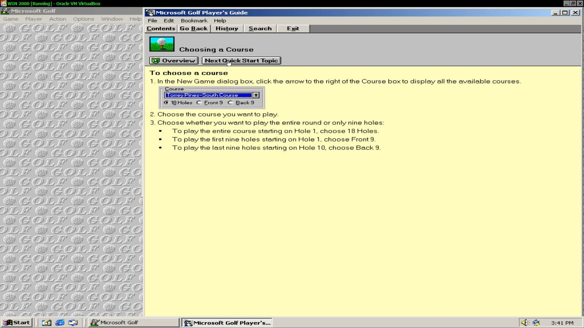 Screenshot for Microsoft Golf: Multimedia Edition