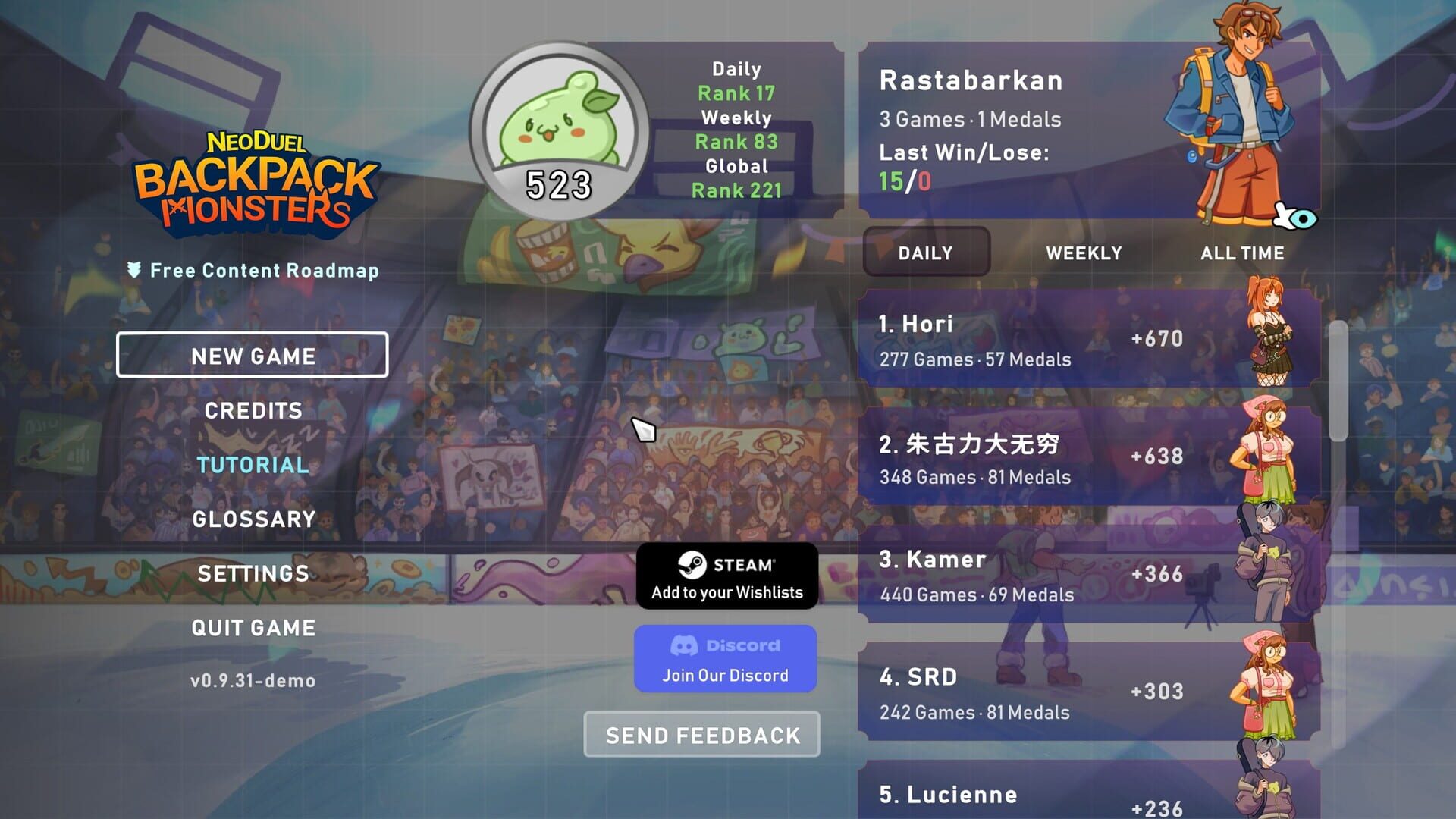 Screenshot for NeoDuel: Backpack Monsters