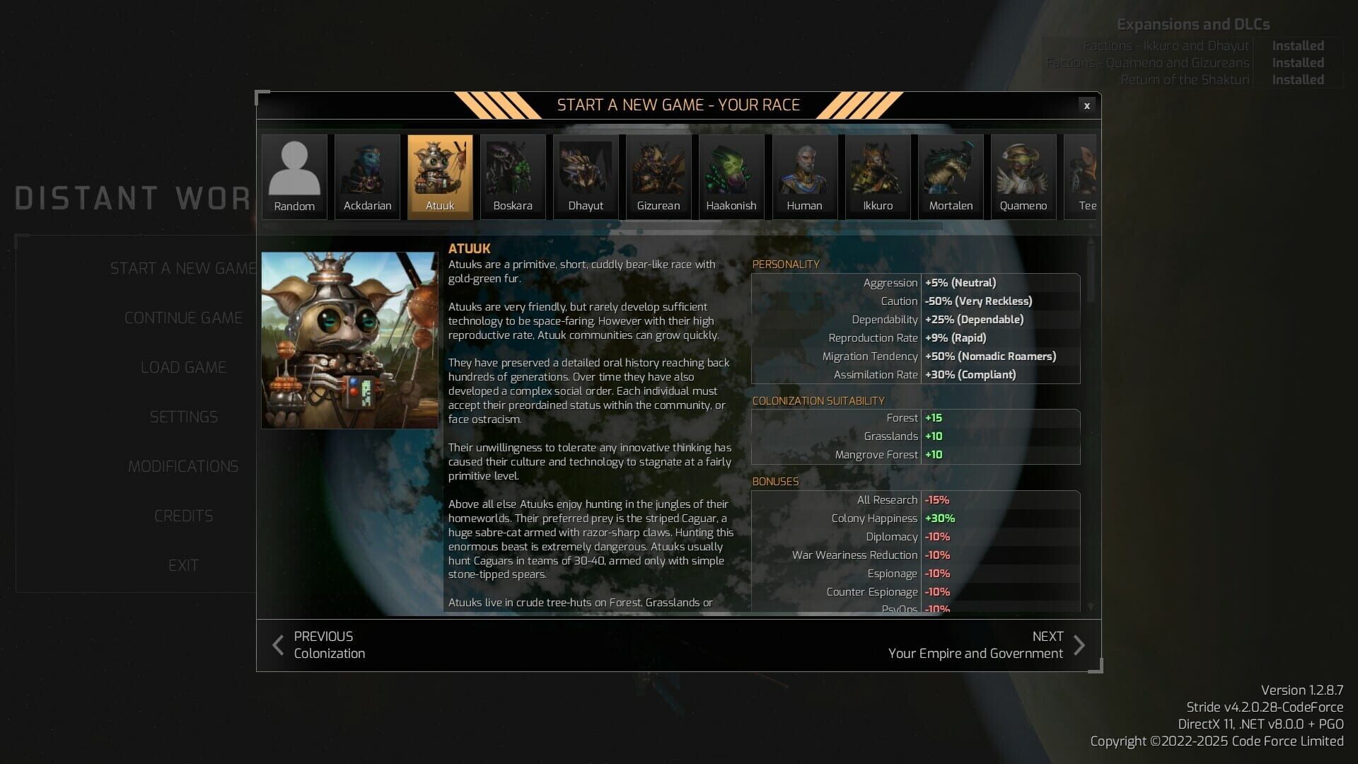 Screenshot for Distant Worlds 2: Factions - Atuuk and Wekkarus