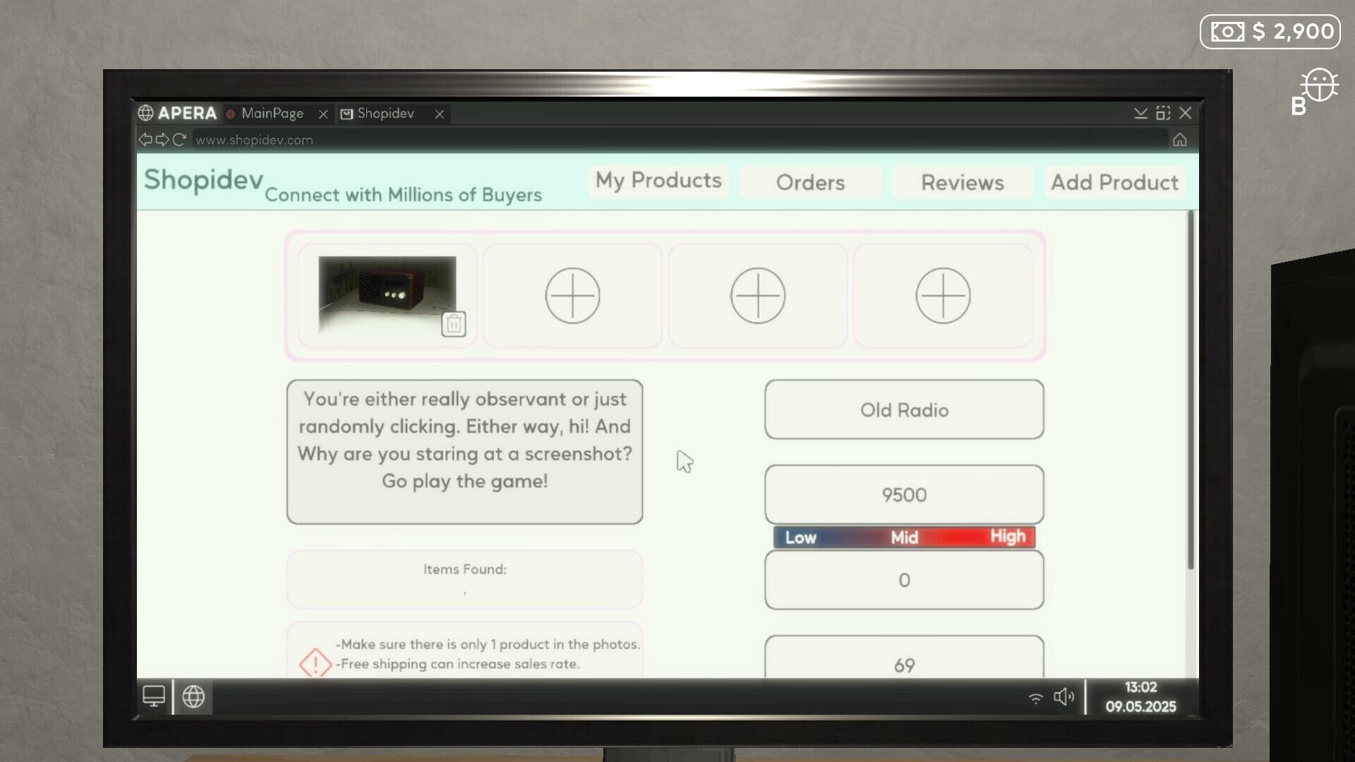 Screenshot for E-Commerce Simulator 2025