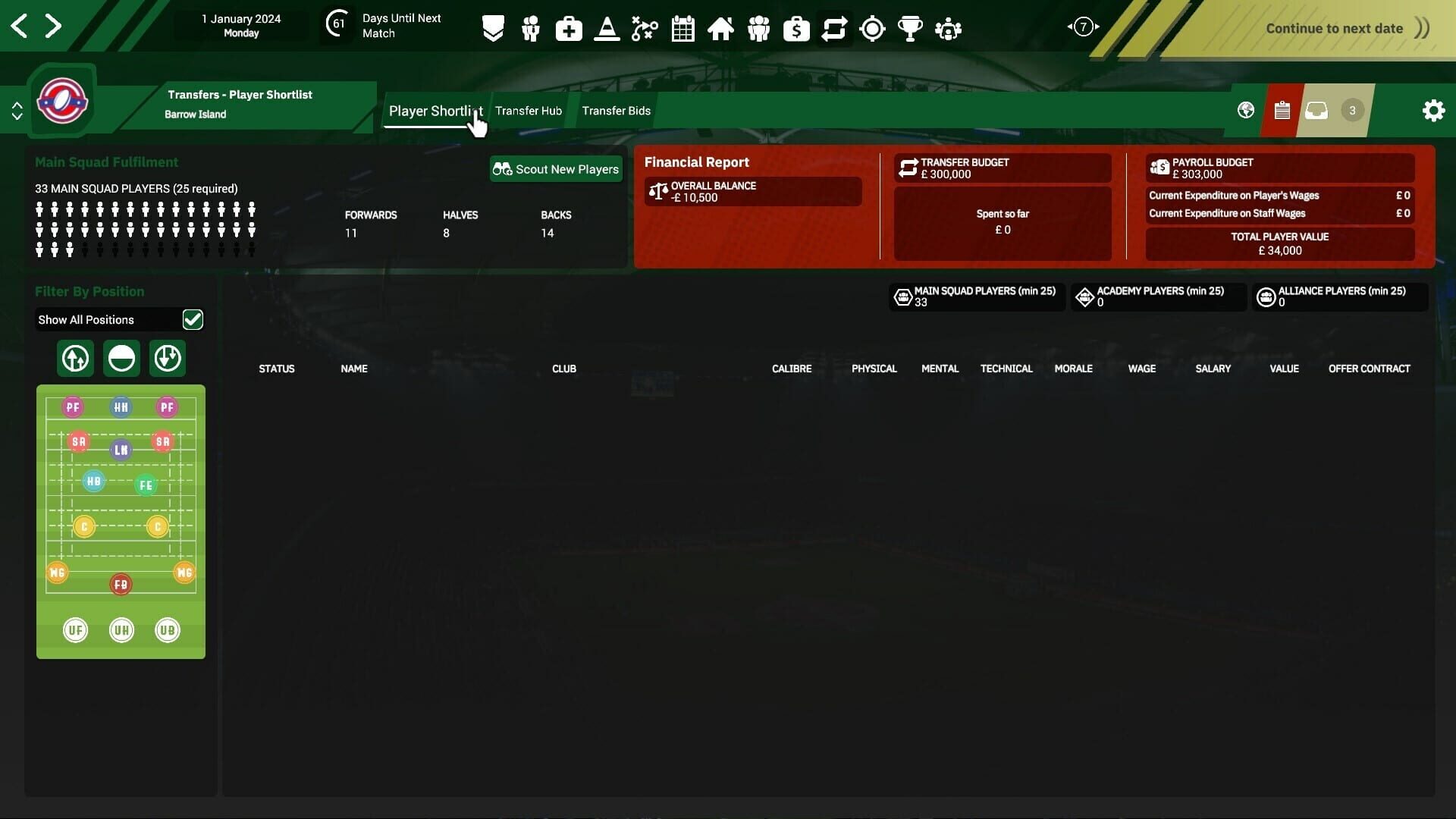 Screenshot for Rugby League Team Manager 4