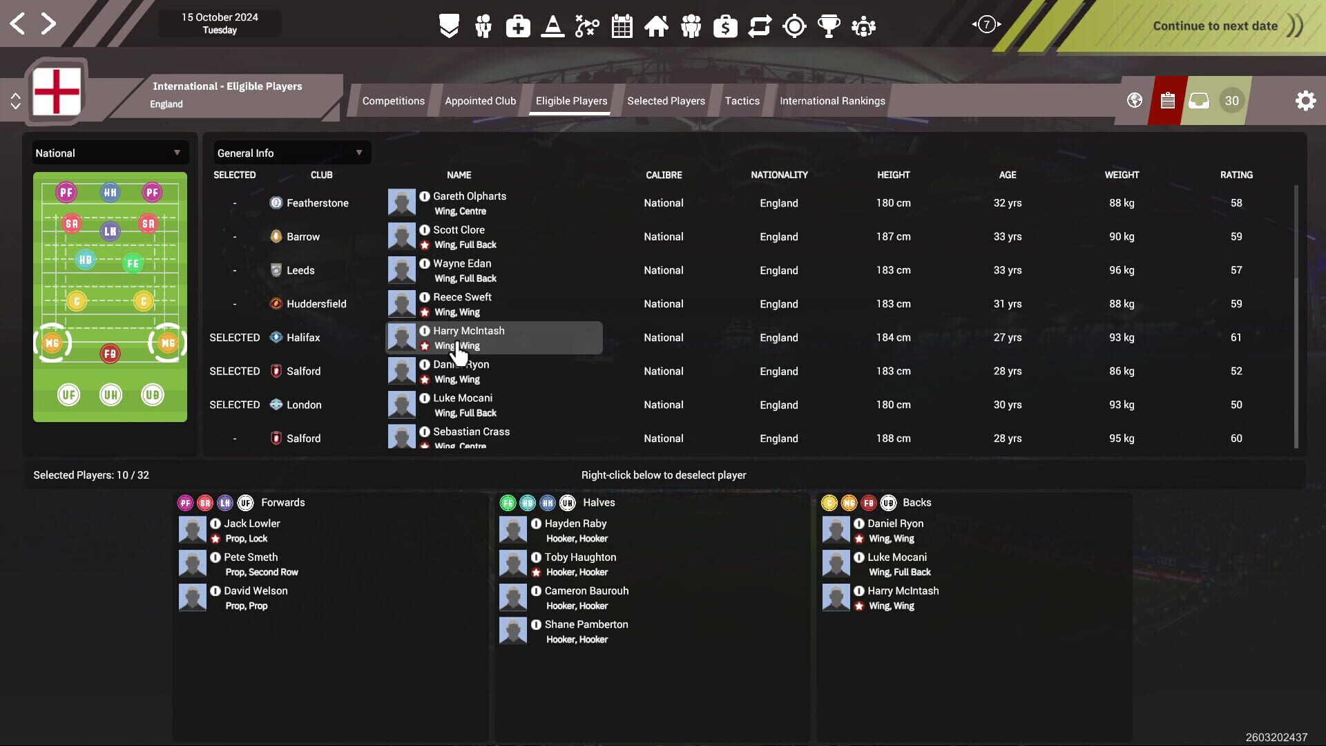 Screenshot for Rugby League Team Manager 4
