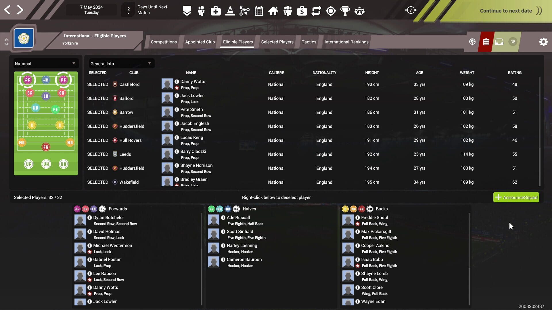 Screenshot for Rugby League Team Manager 4