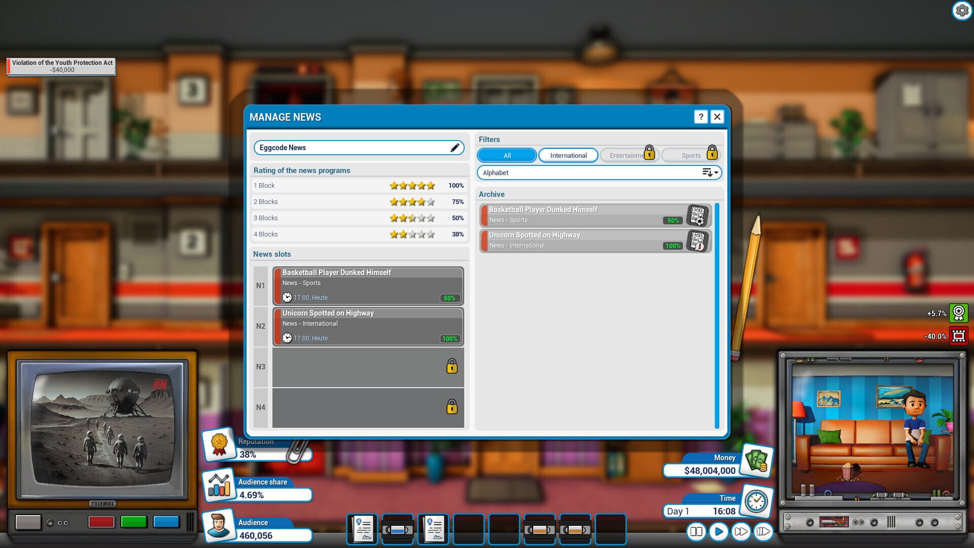Screenshot for Mad Television Tycoon