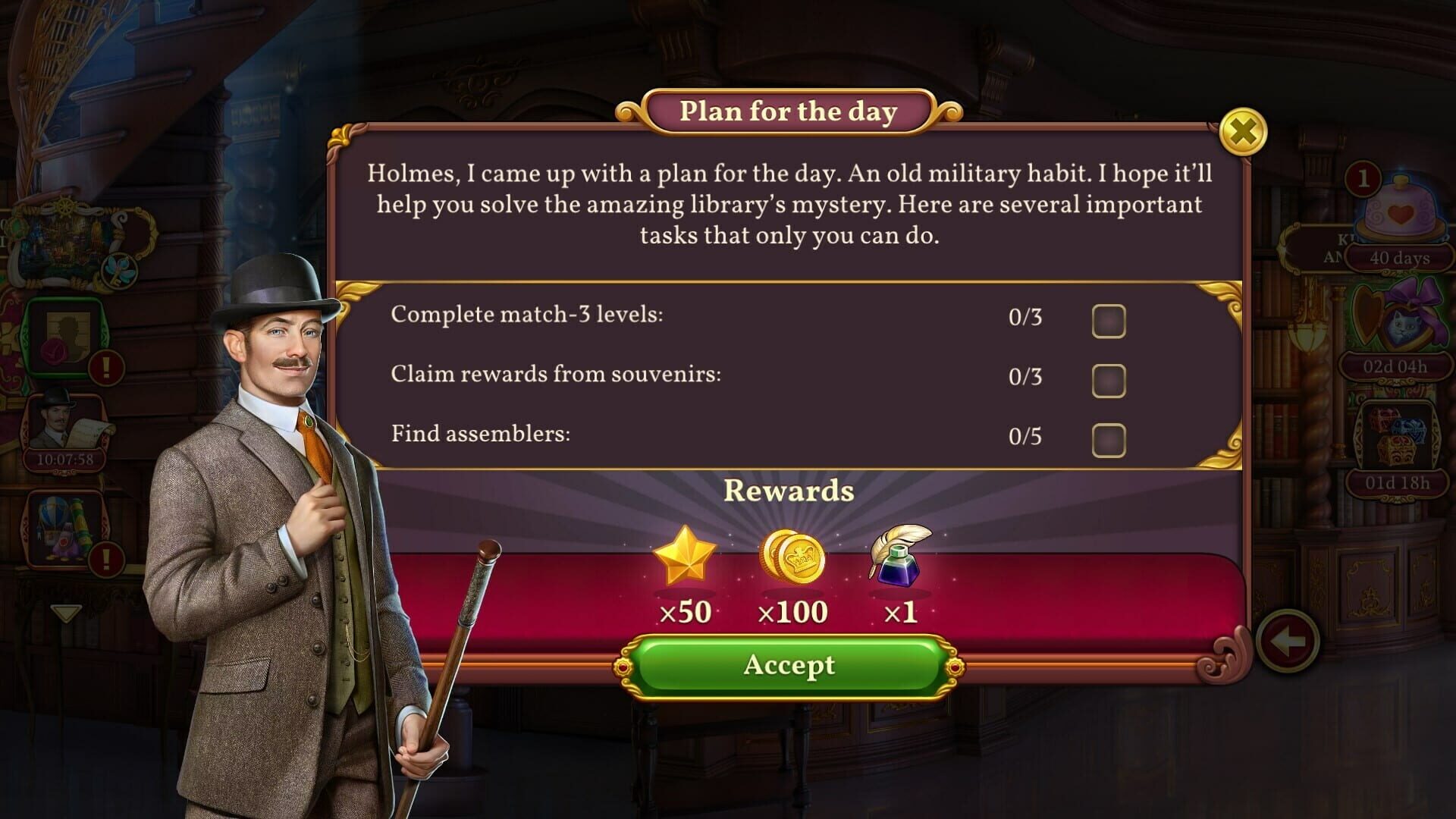Screenshot for Sherlock: Hidden Object & Match-3 Mystery