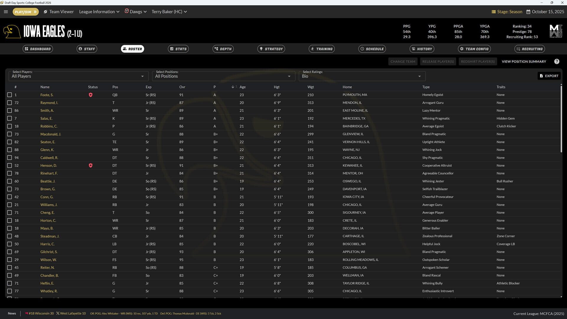 Screenshot for Draft Day Sports: College Football 2026
