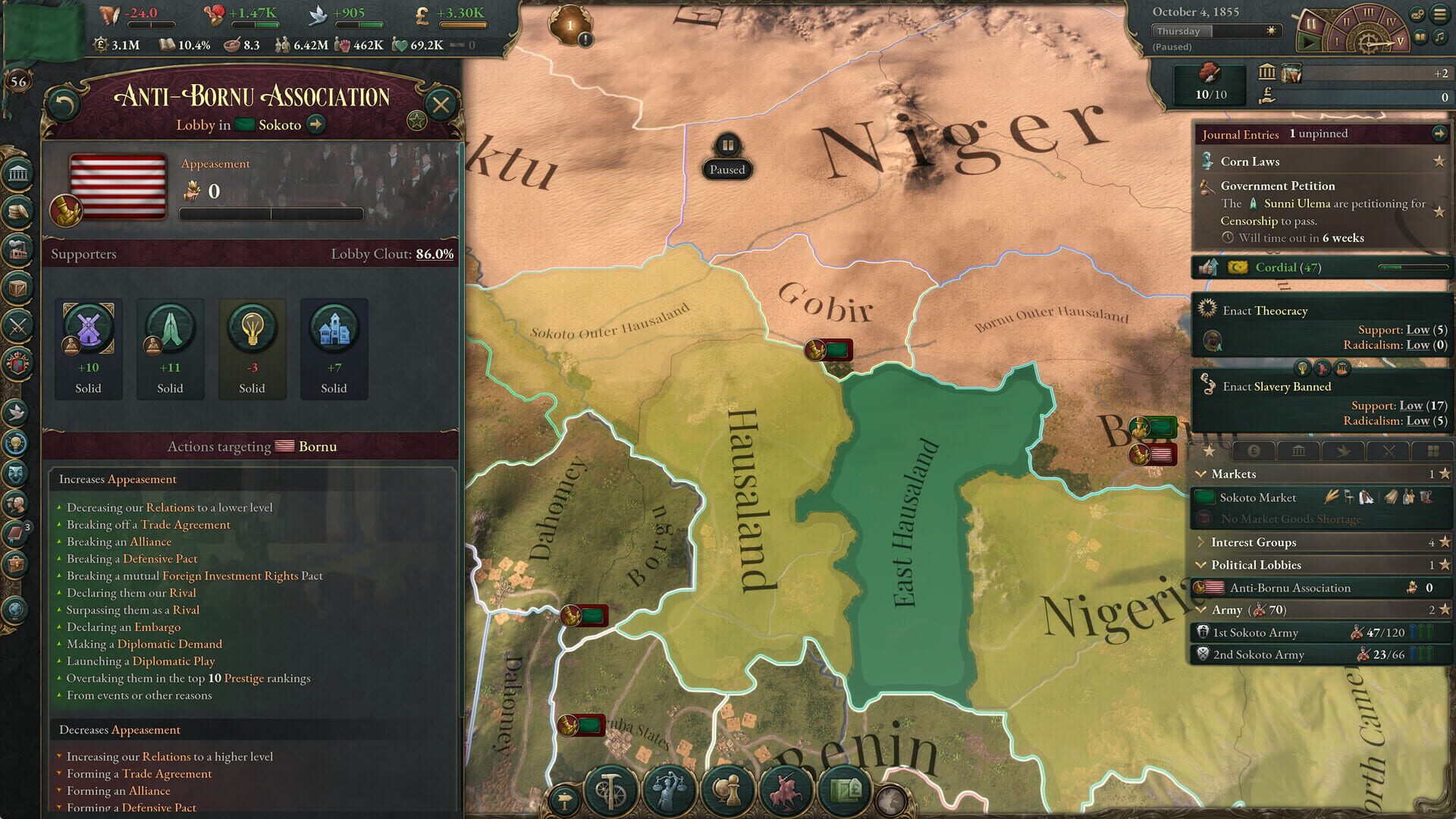 Screenshot for Victoria 3: Sphere of Influence