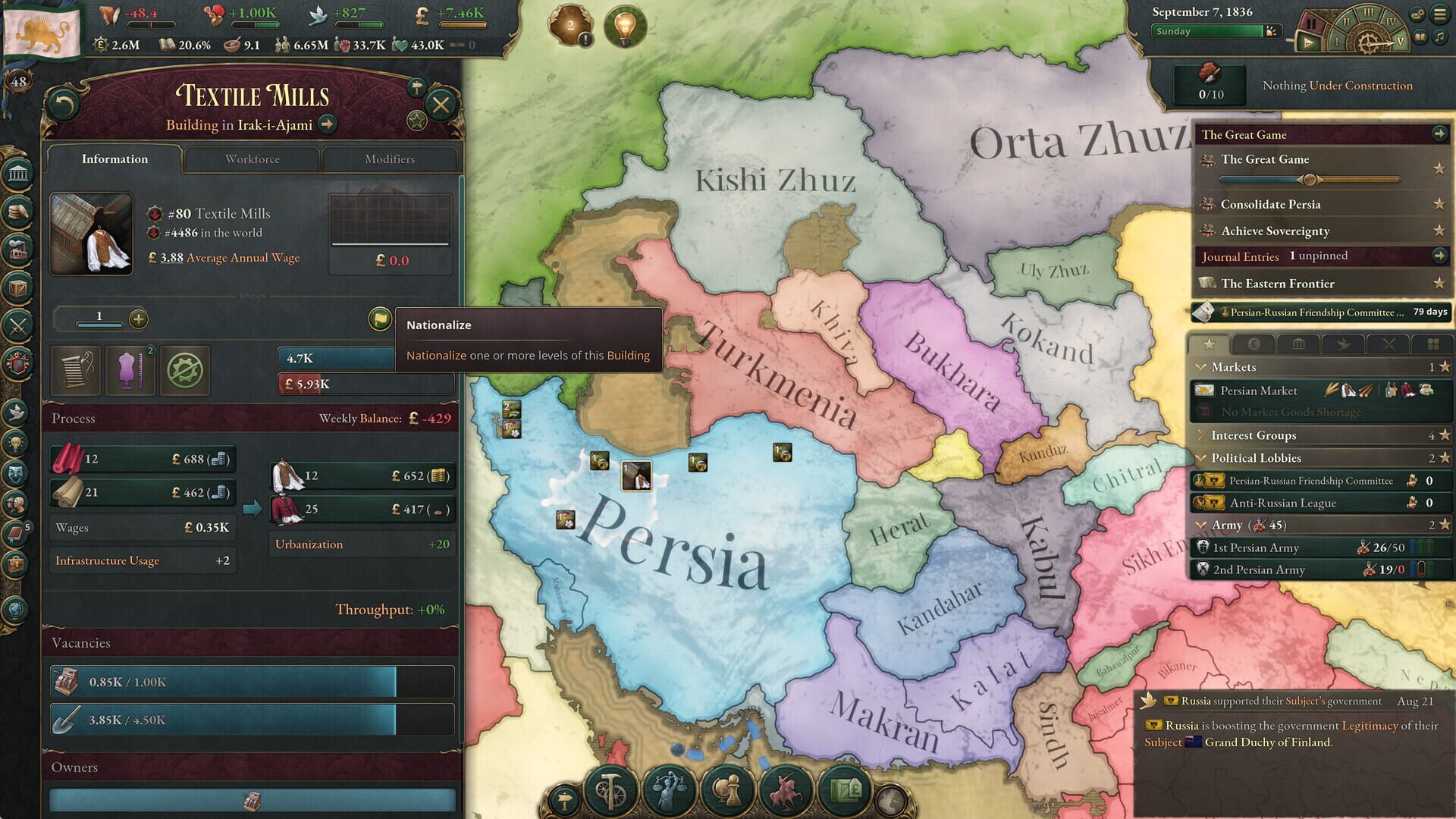 Screenshot for Victoria 3: Sphere of Influence