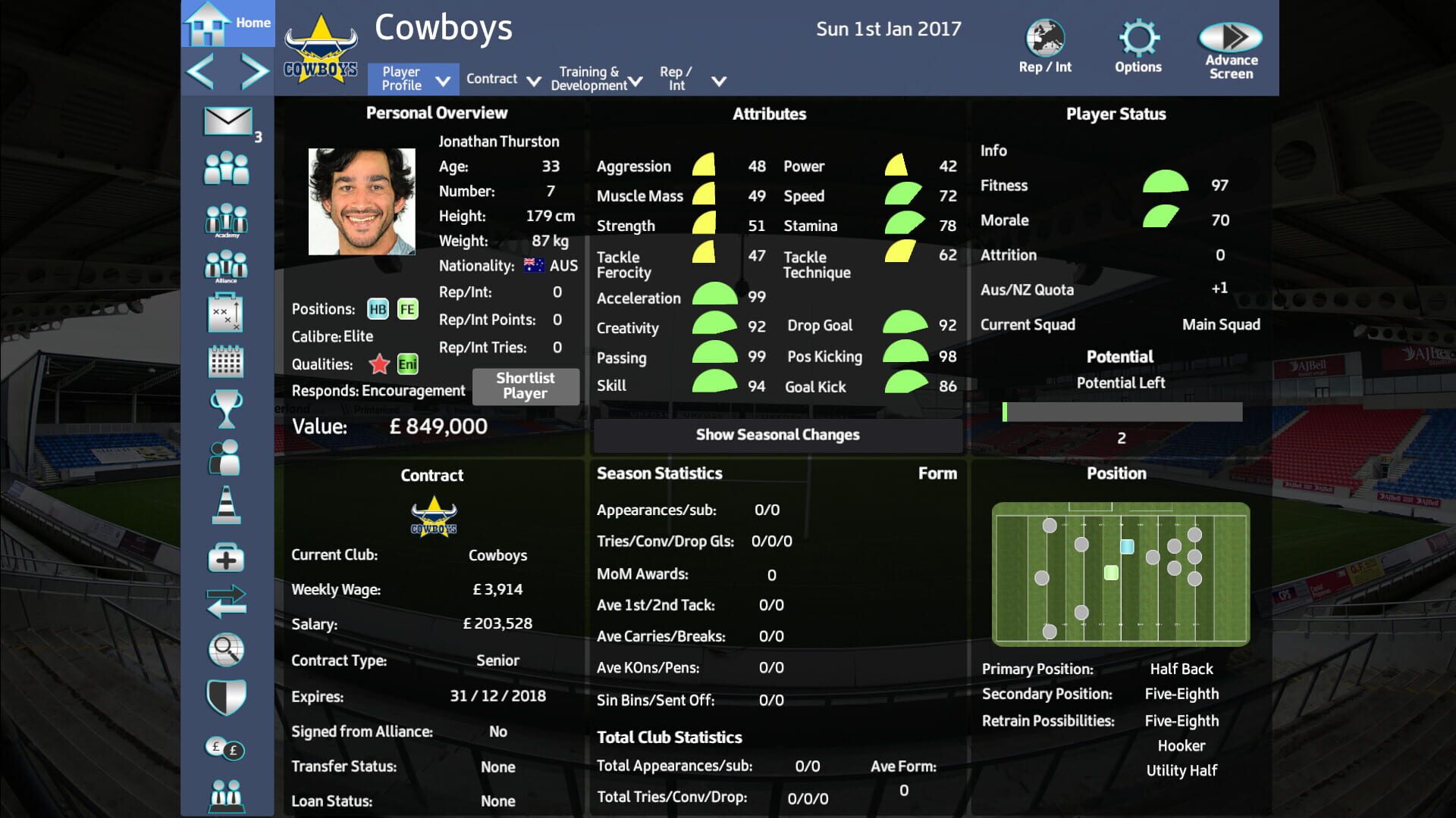 Screenshot for Rugby League Team Manager 2018