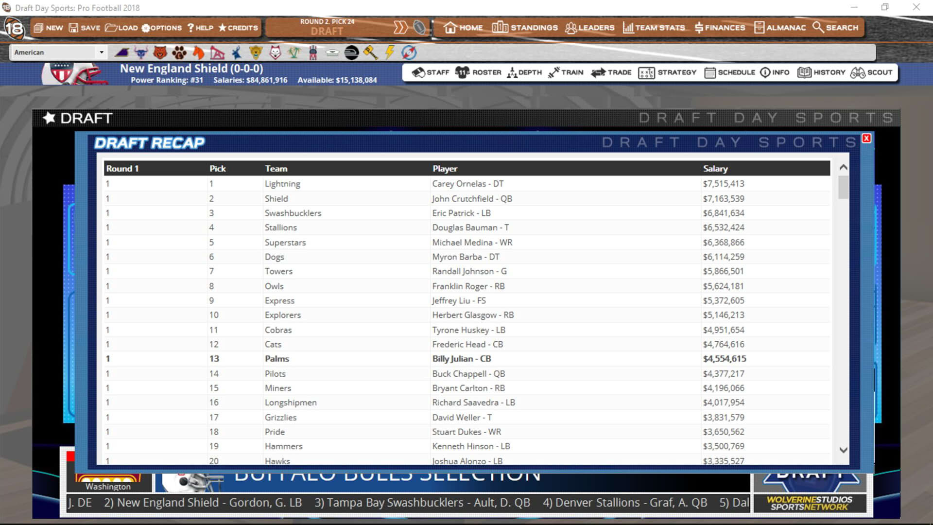 Screenshot for Draft Day Sports: Pro Football 2018