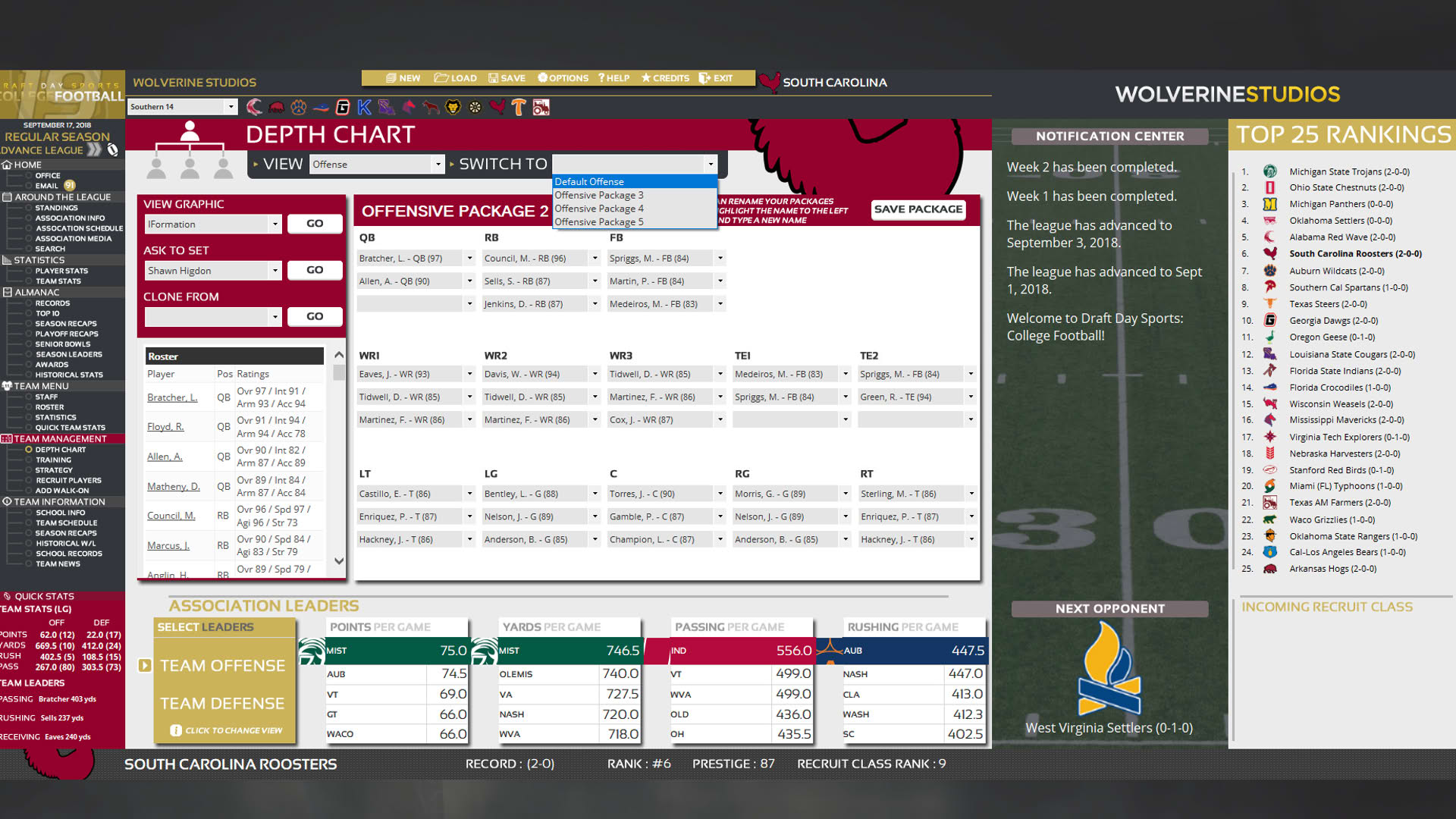 Screenshot for Draft Day Sports: College Football 2019