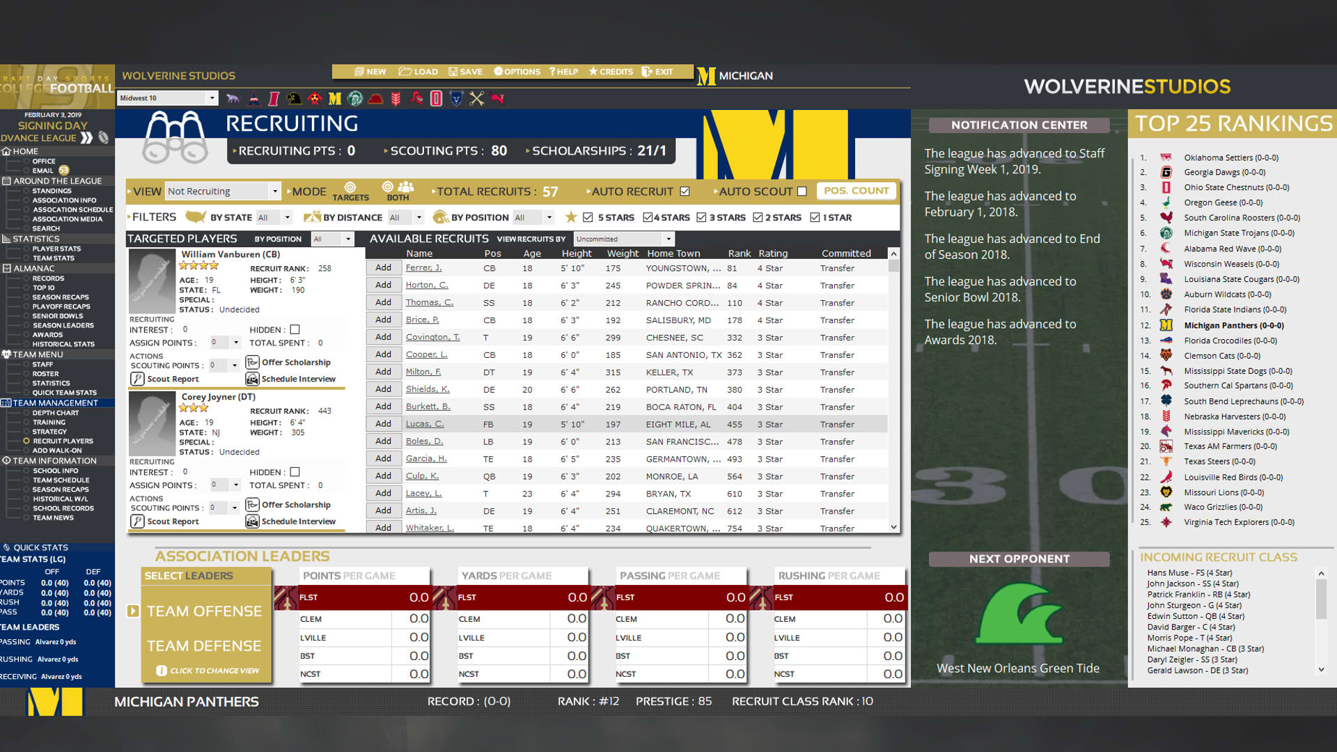 Screenshot for Draft Day Sports: College Football 2019