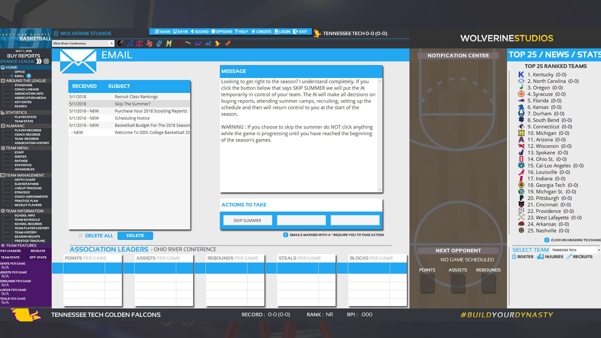 Screenshot for Draft Day Sports: College Basketball 2019