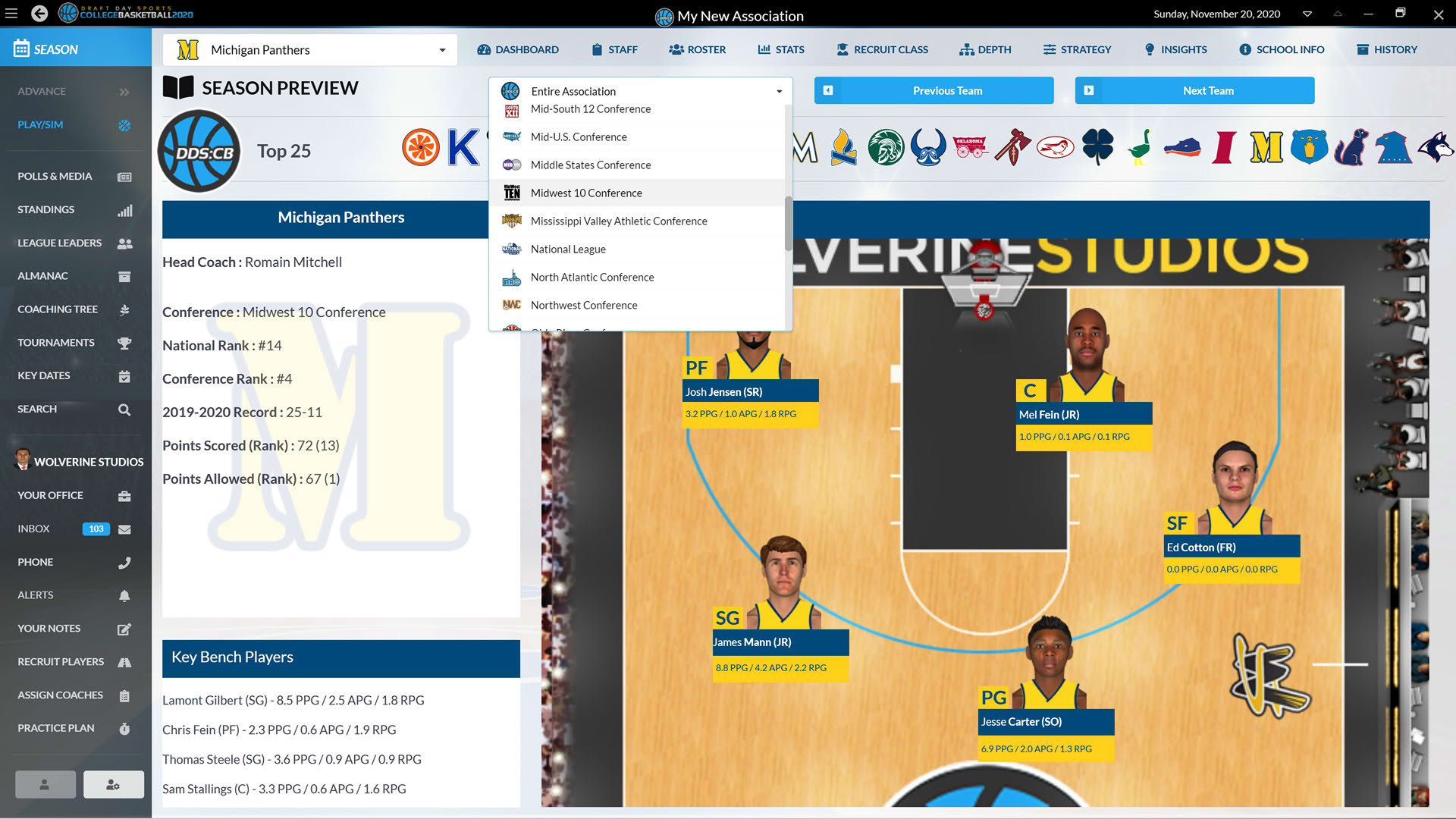 Screenshot for Draft Day Sports: College Basketball 2020