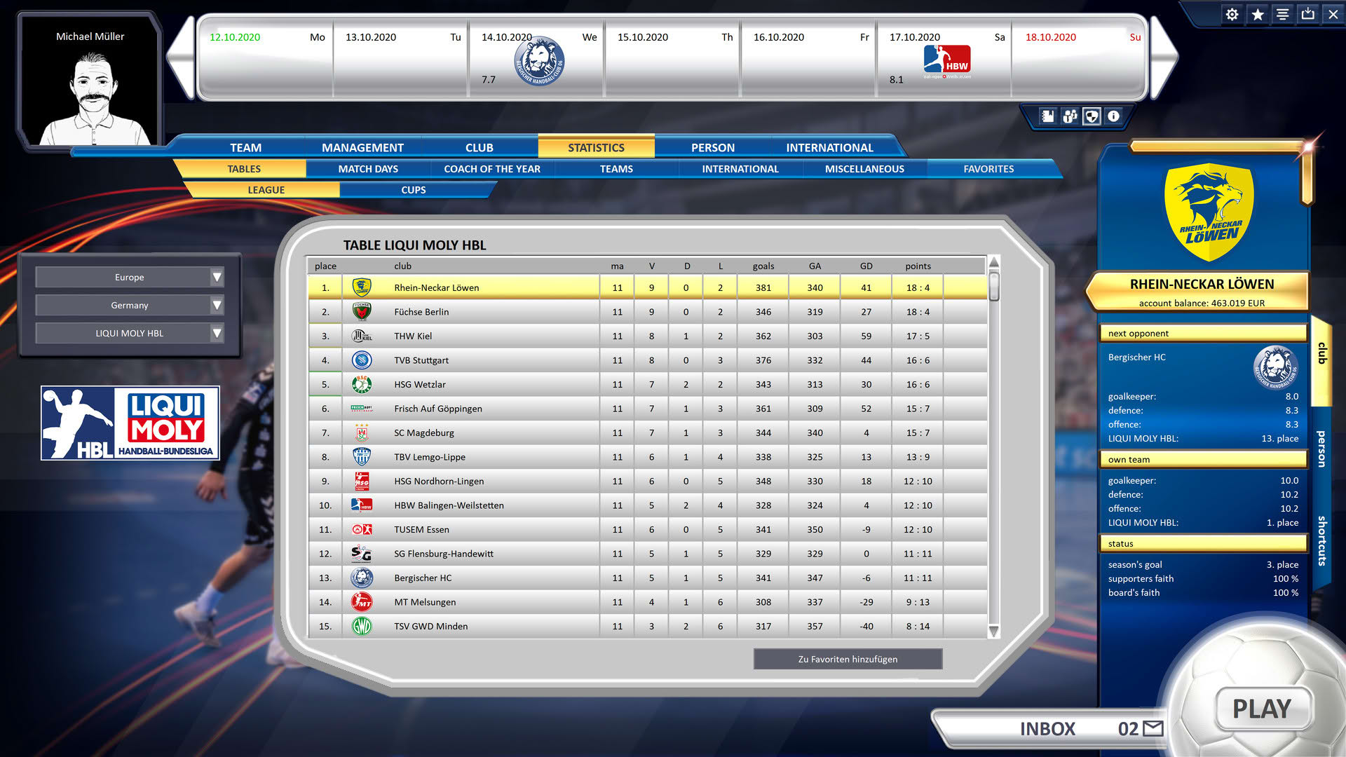 Screenshot for Handball Manager 2021