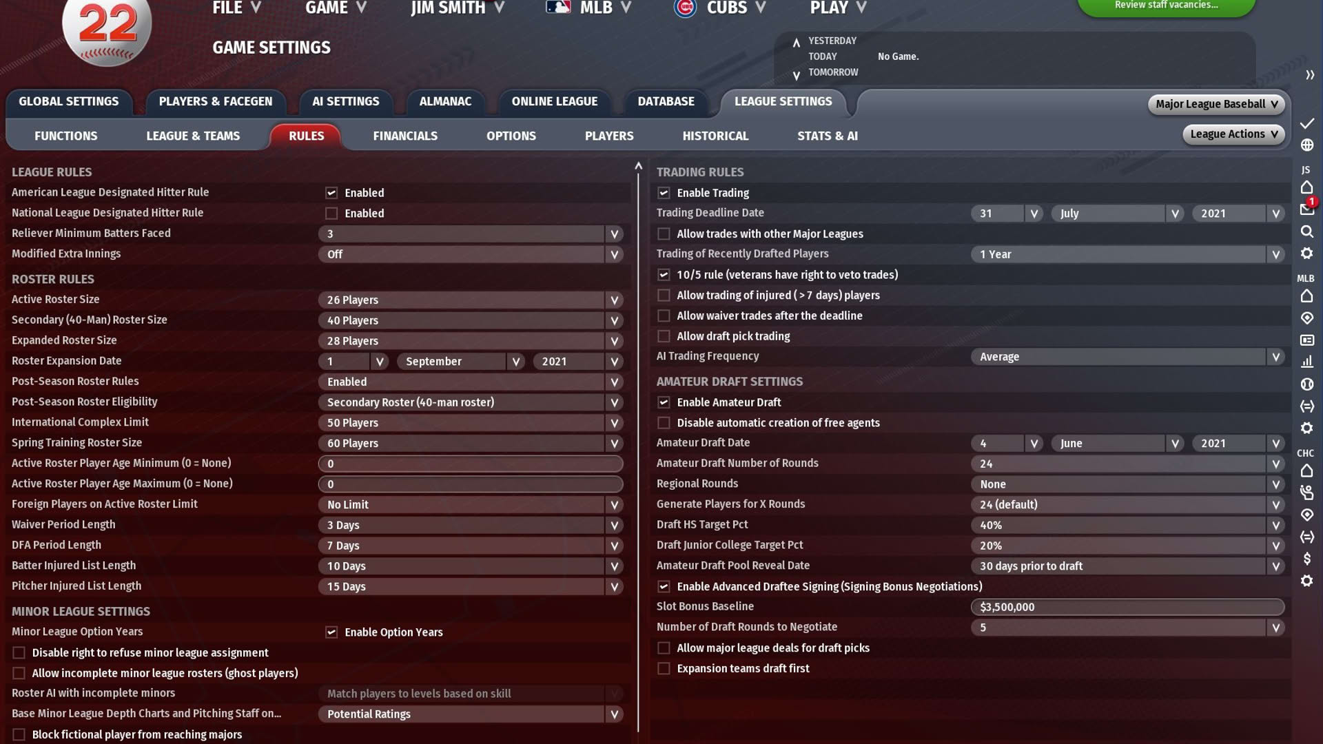 Screenshot for Out of the Park Baseball 22
