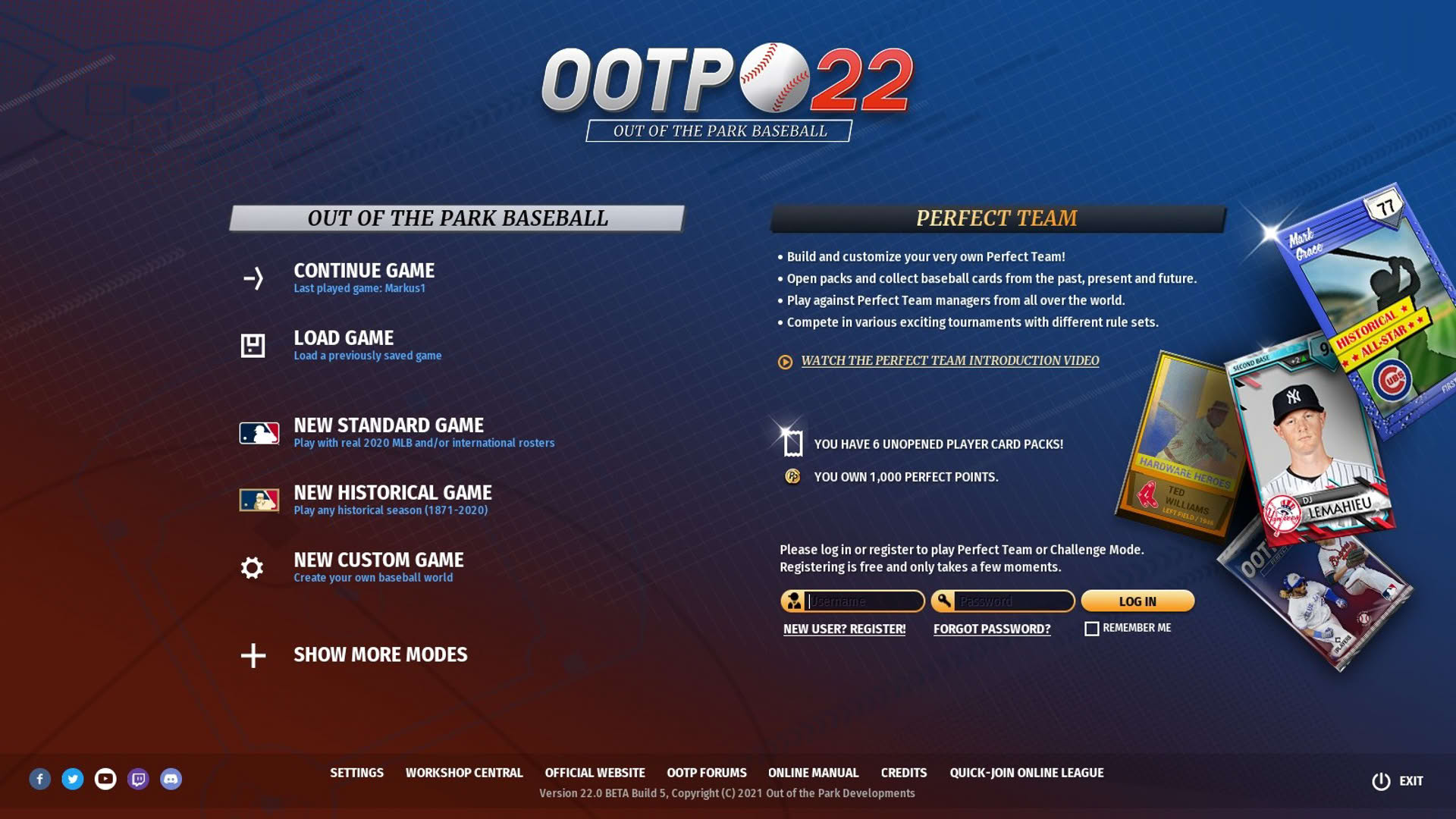 Screenshot for Out of the Park Baseball 22