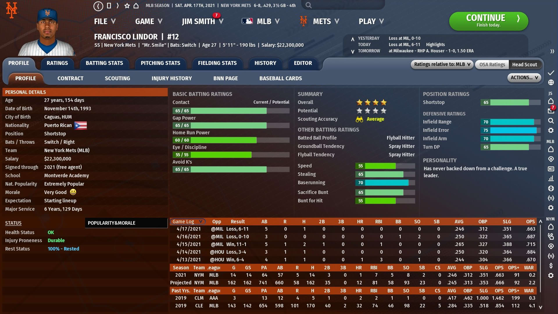Screenshot for Out of the Park Baseball 22