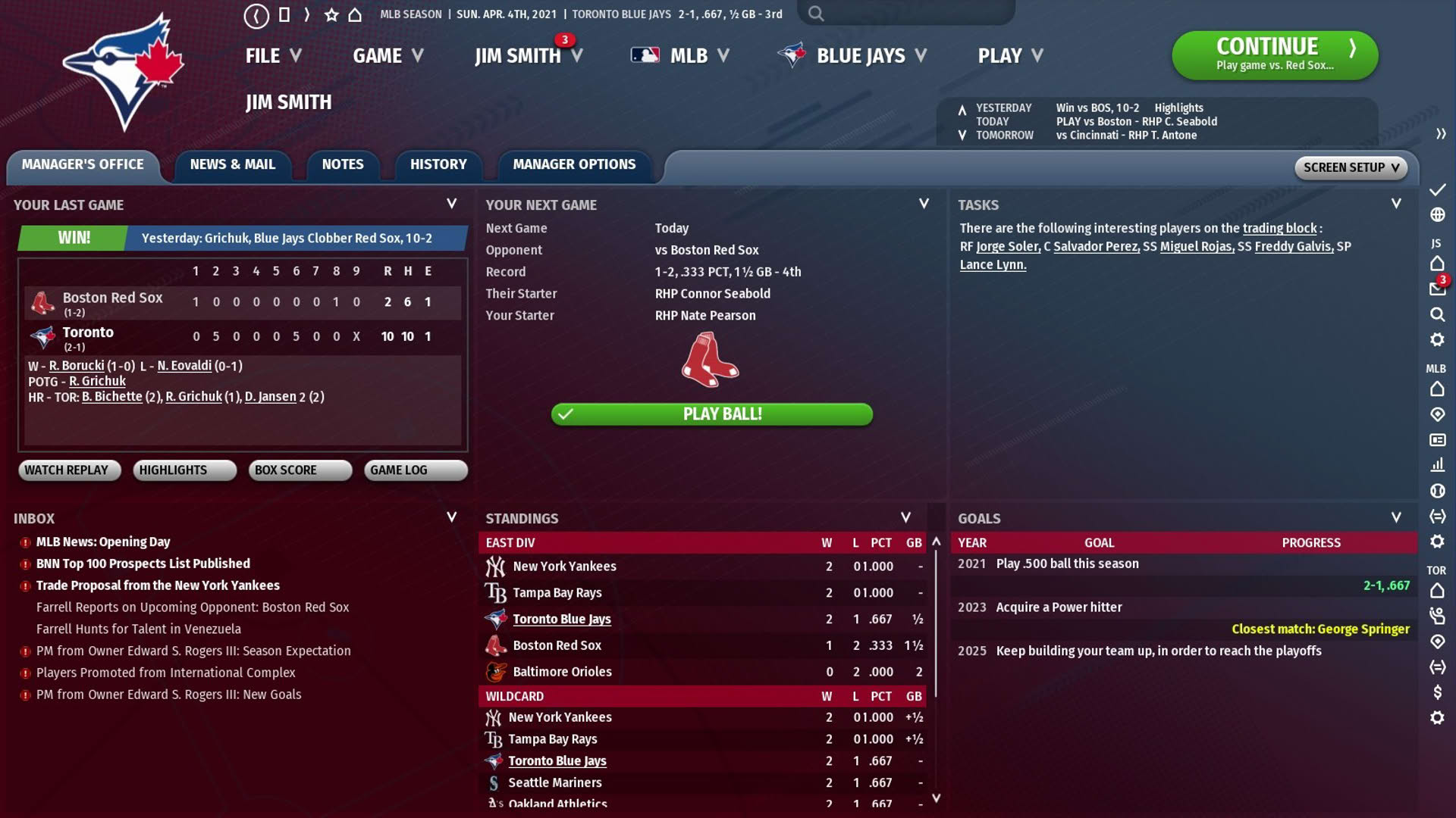 Screenshot for Out of the Park Baseball 22