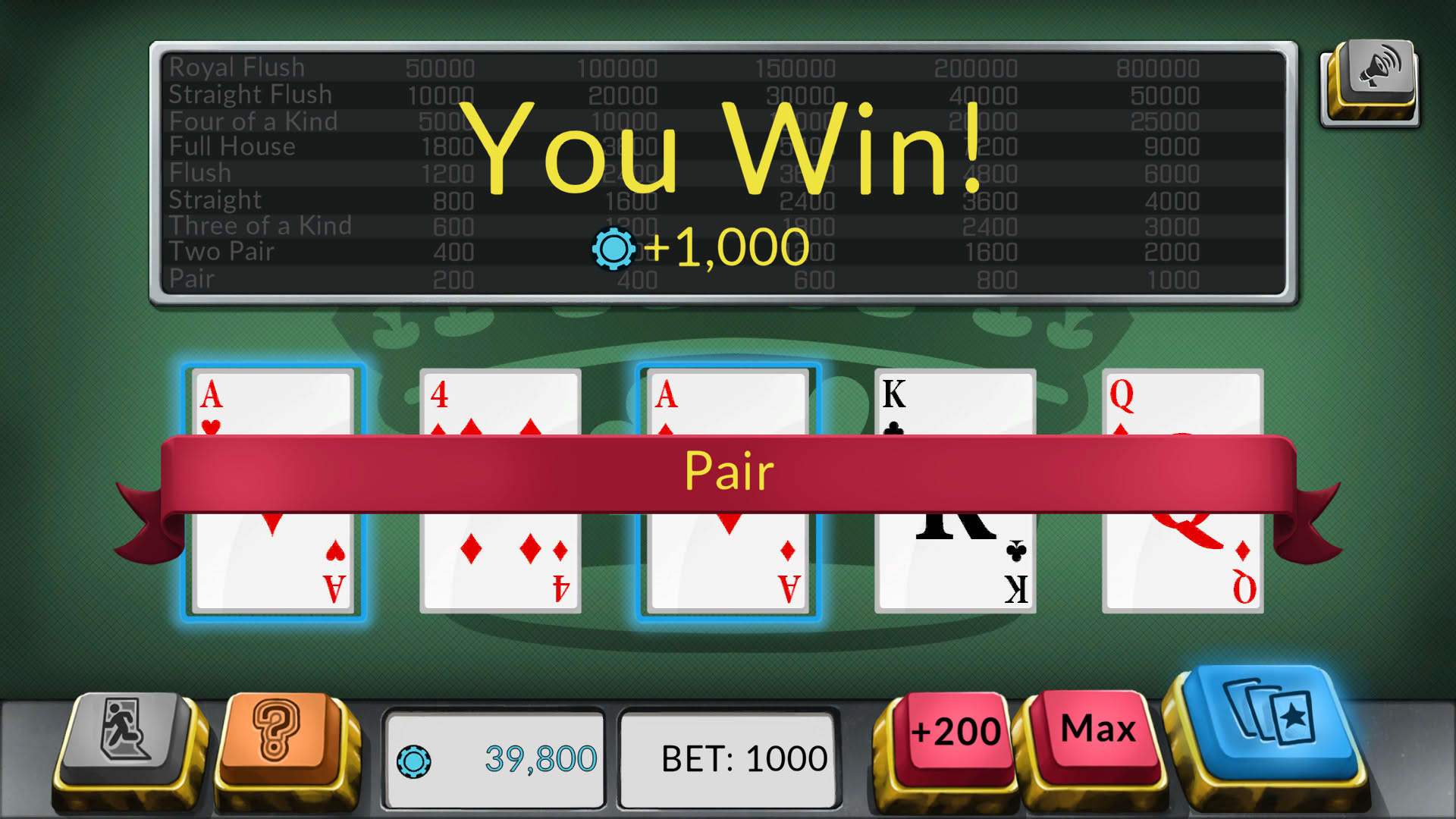 Screenshot for Four Kings: Video Poker