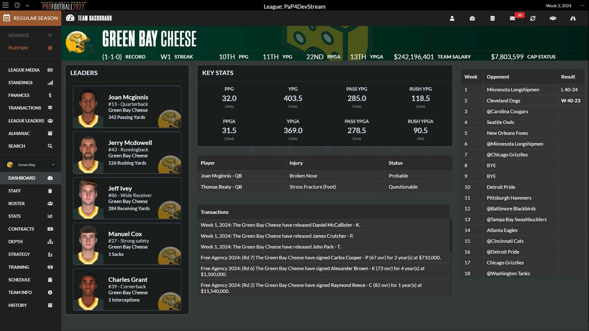 Screenshot for Draft Day Sports: Pro Football 2022