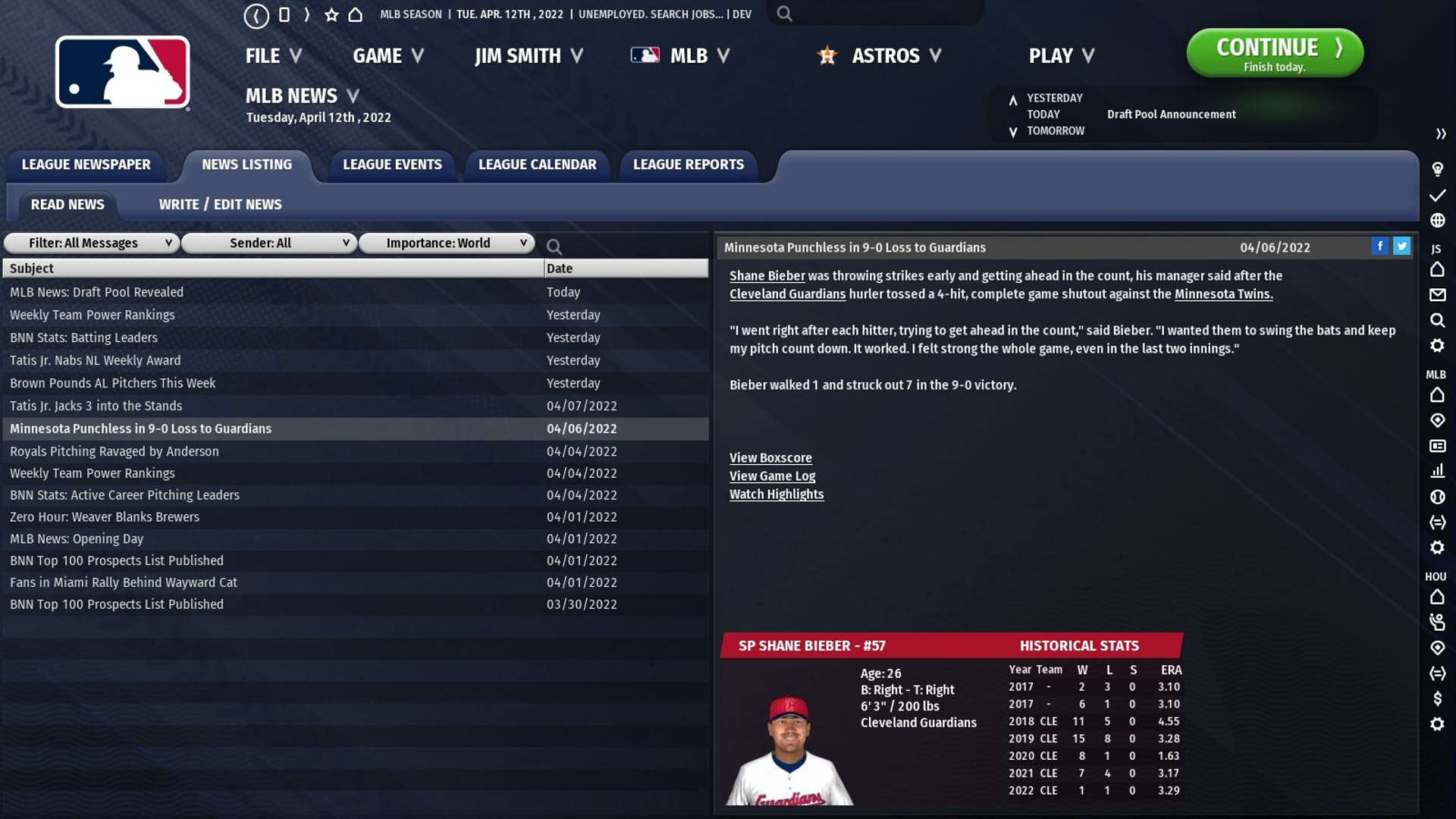 Screenshot for Out of the Park Baseball 23